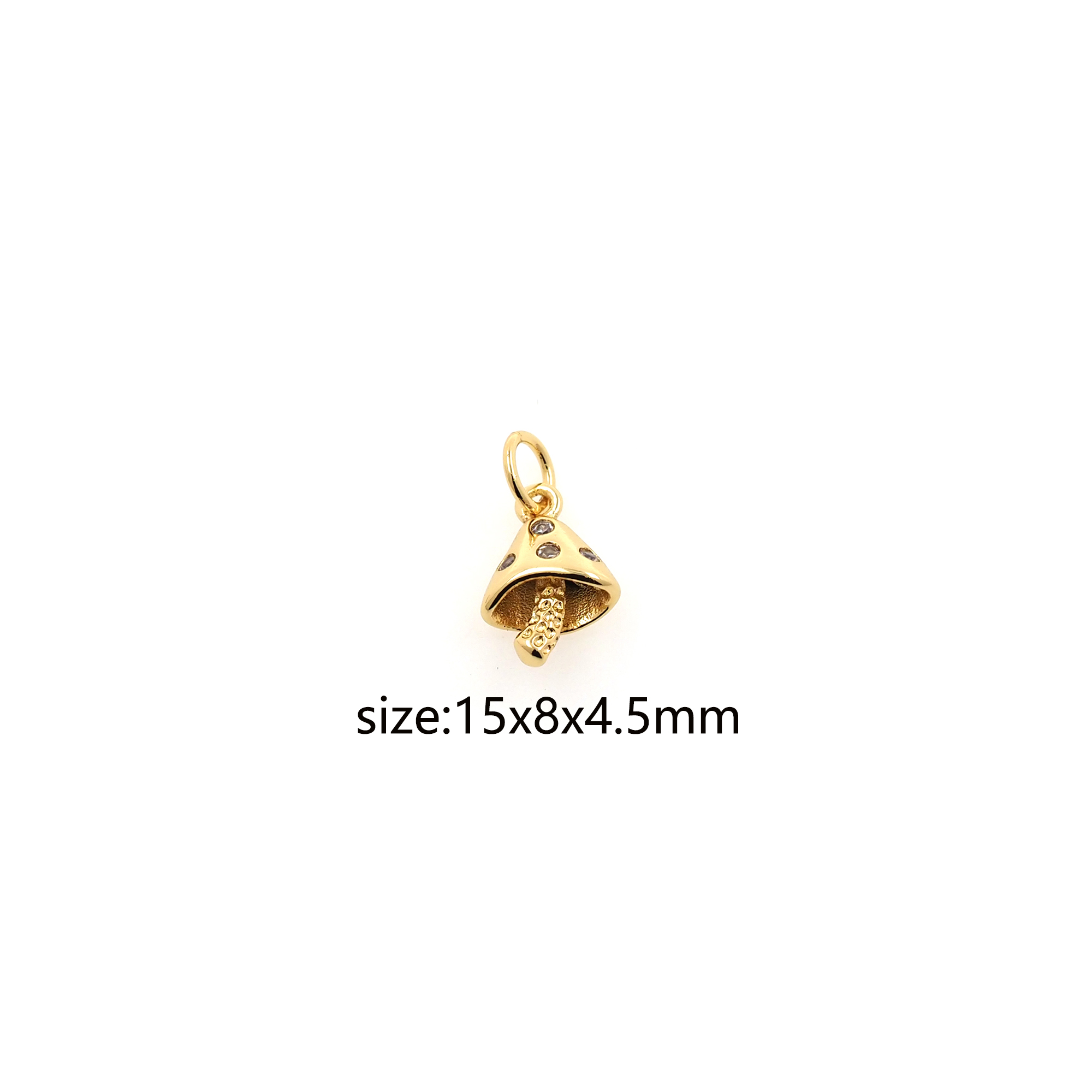 18K Gold Filled Mushroom Pendant,CZ Micro Pave Mushroom Charm Earrings Necklace for DIY Jewelry Making Supply