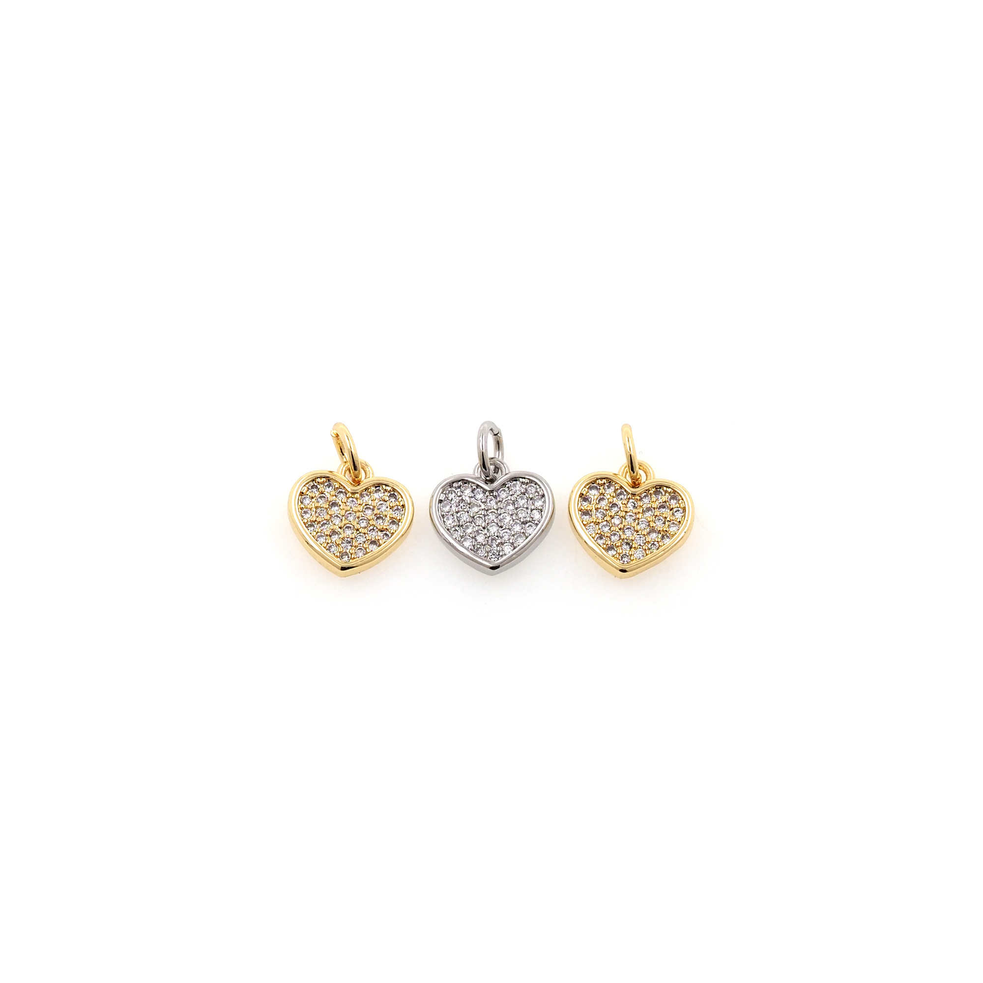 18K Gold Filled Heart Pendant,CZ Micro Pave Tiny Heart Charm Earrings Necklace for DIY Jewelry Making Supply