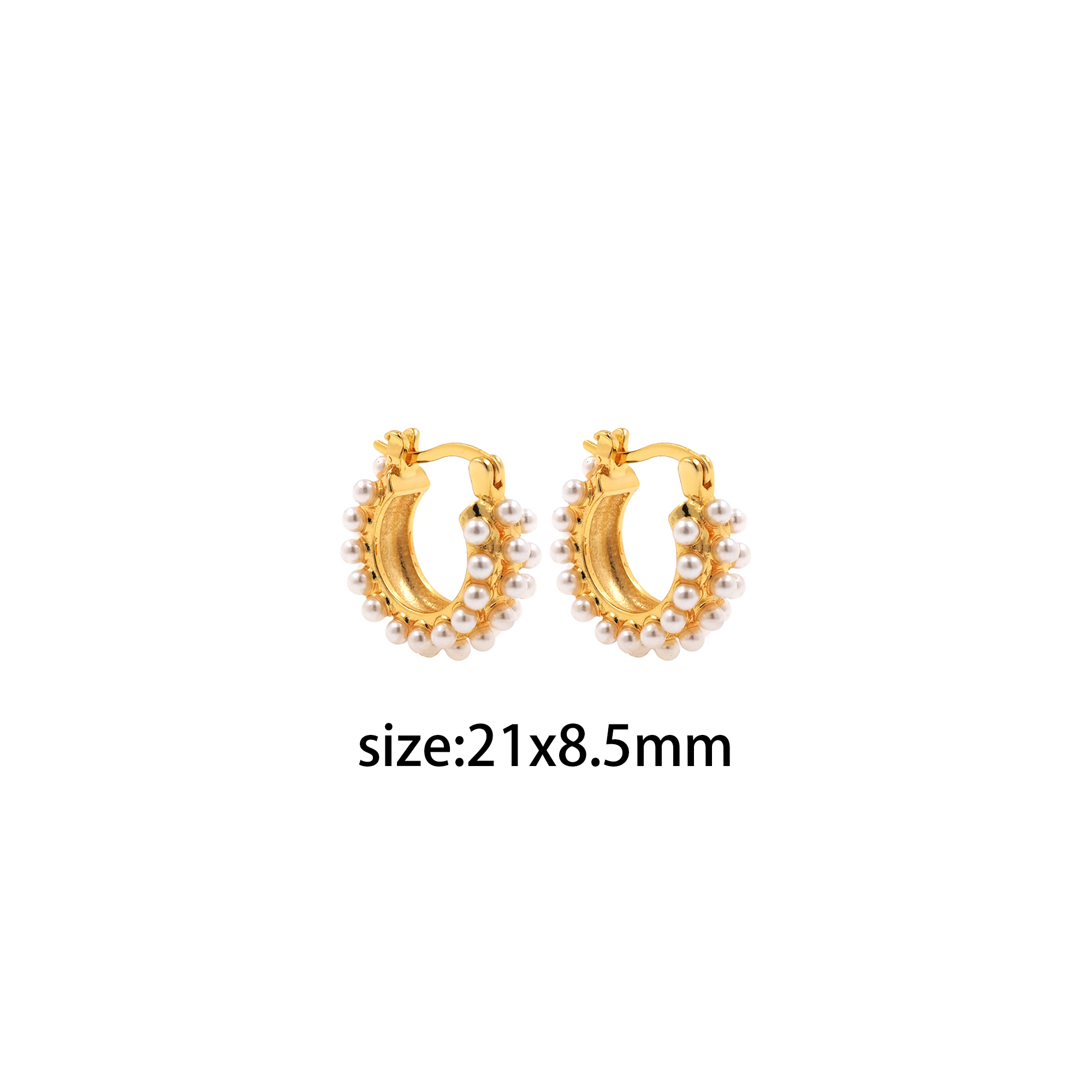 18K Gold Filled Pearl Hoops Earrings,Gold Huggies Hoop Earrings,Minimalist Earrings