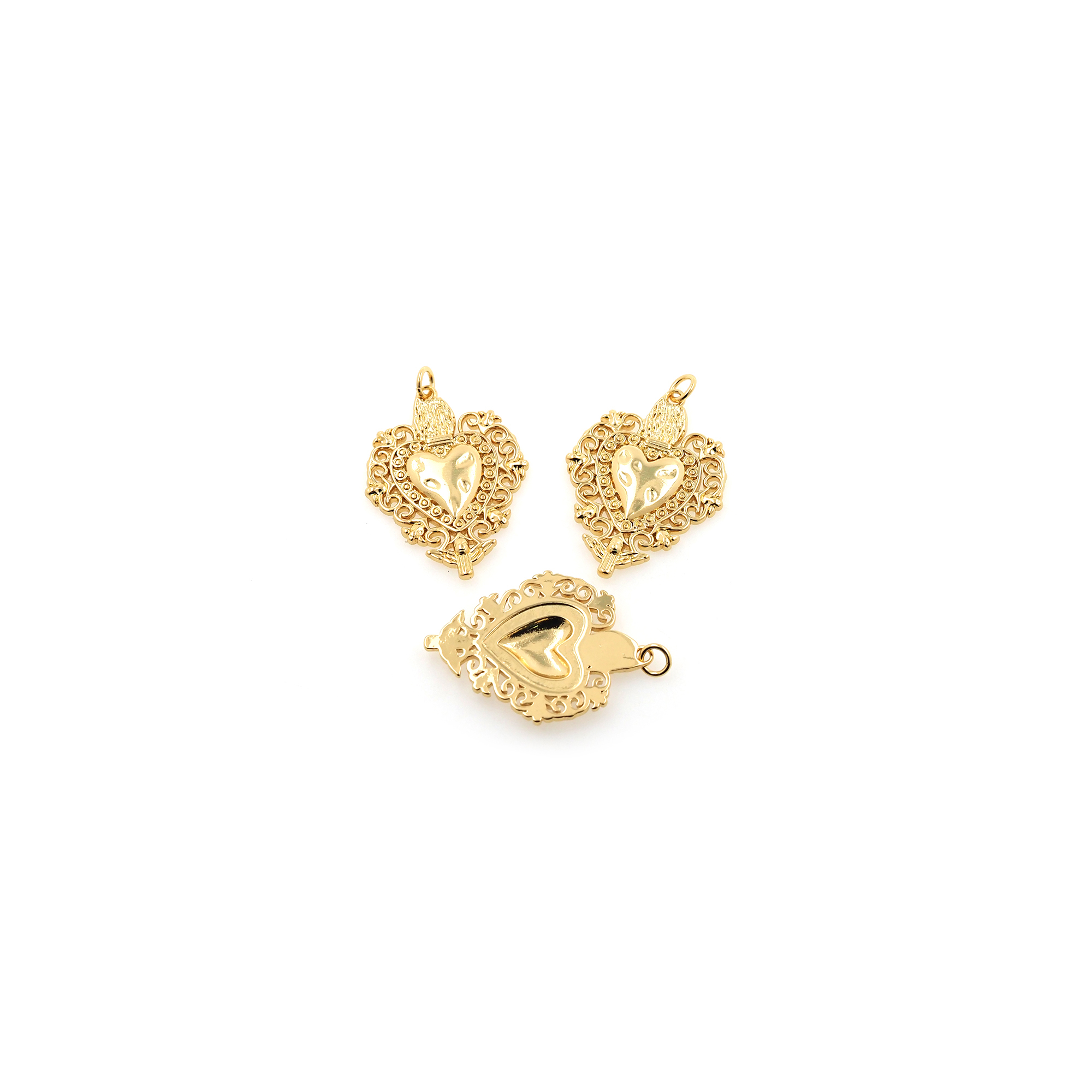 18K Gold Filled Heart Pendant,Dainty Heart Charm Earrings Necklace for DIY Jewelry Making Supply