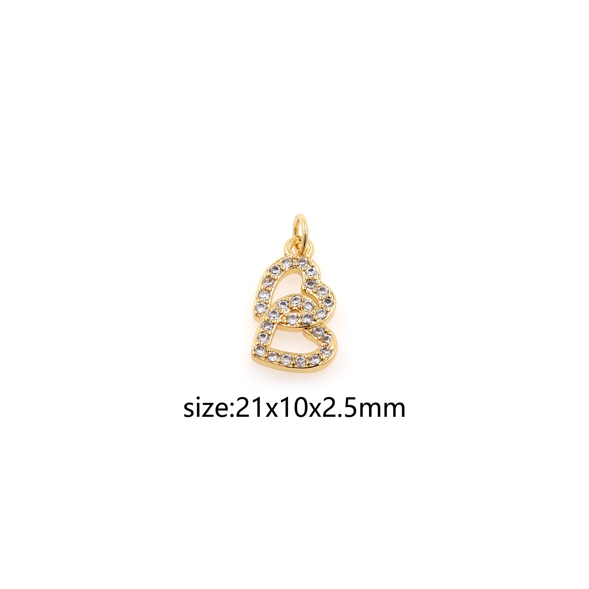 18K Gold Filled Heart Pendant,CZ Micro Pave Heart Charm Earrings Necklace for DIY Jewelry Making Supply