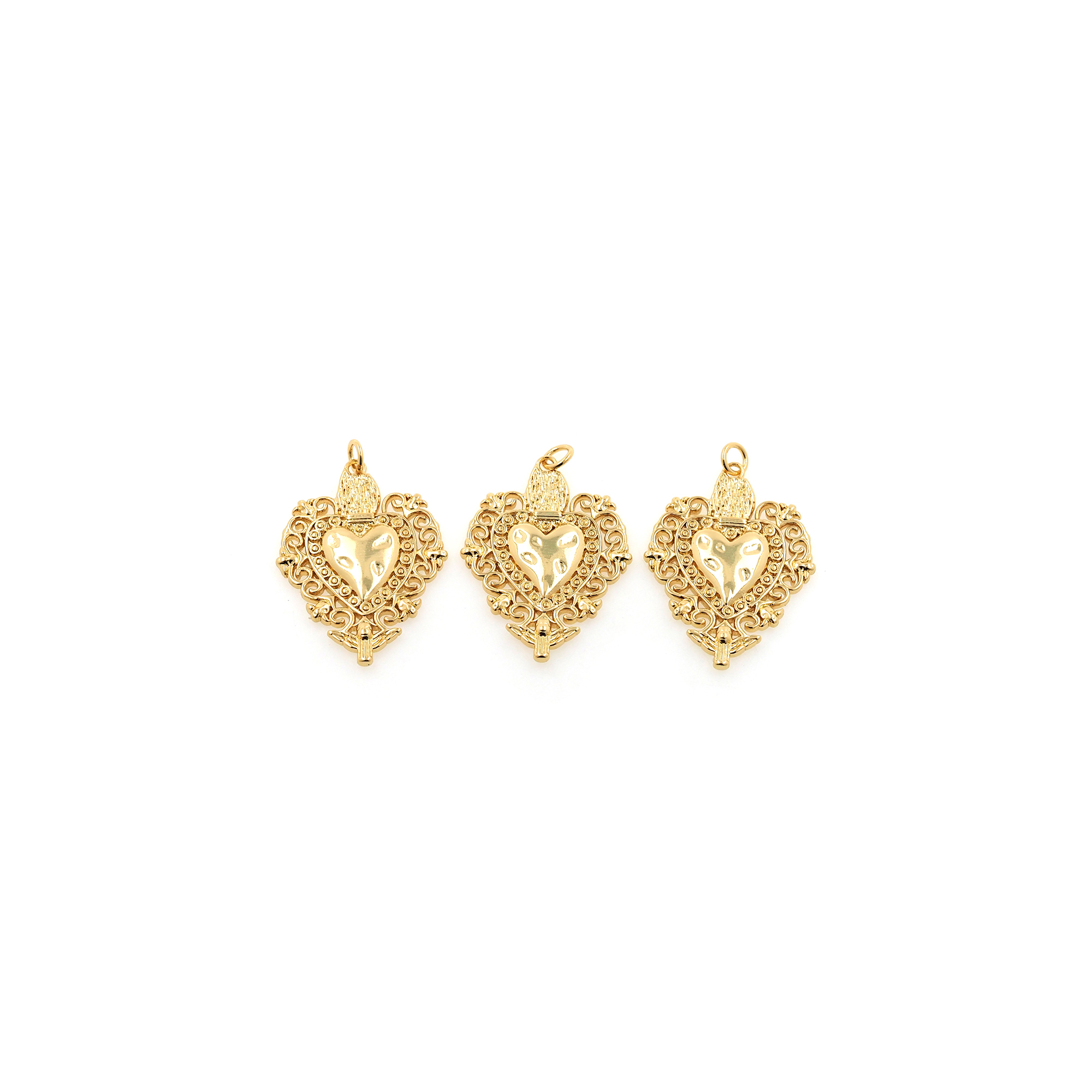 18K Gold Filled Heart Pendant,Dainty Heart Charm Earrings Necklace for DIY Jewelry Making Supply