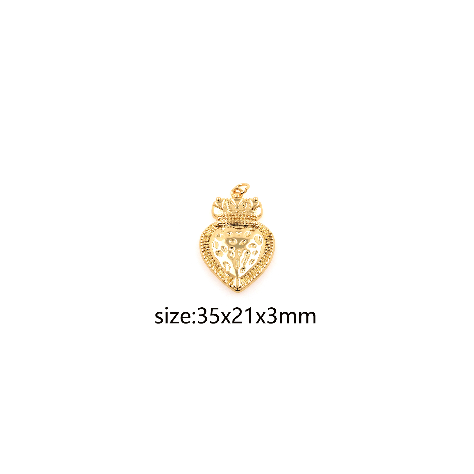 18K Gold Filled Heart Pendant,Dainty Crown Heart Charm Earrings Necklace for DIY Jewelry Making Supply