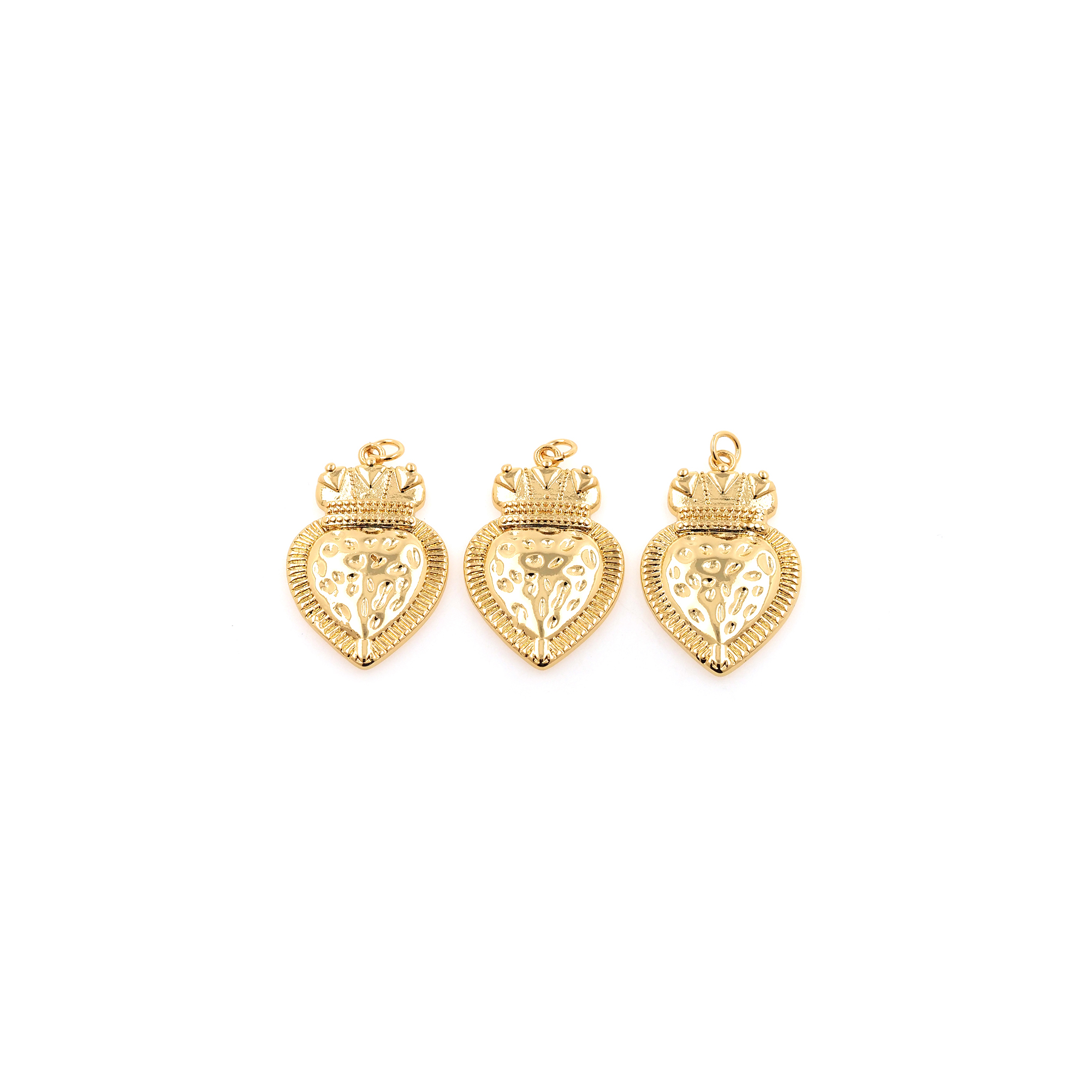 18K Gold Filled Heart Pendant,Dainty Crown Heart Charm Earrings Necklace for DIY Jewelry Making Supply