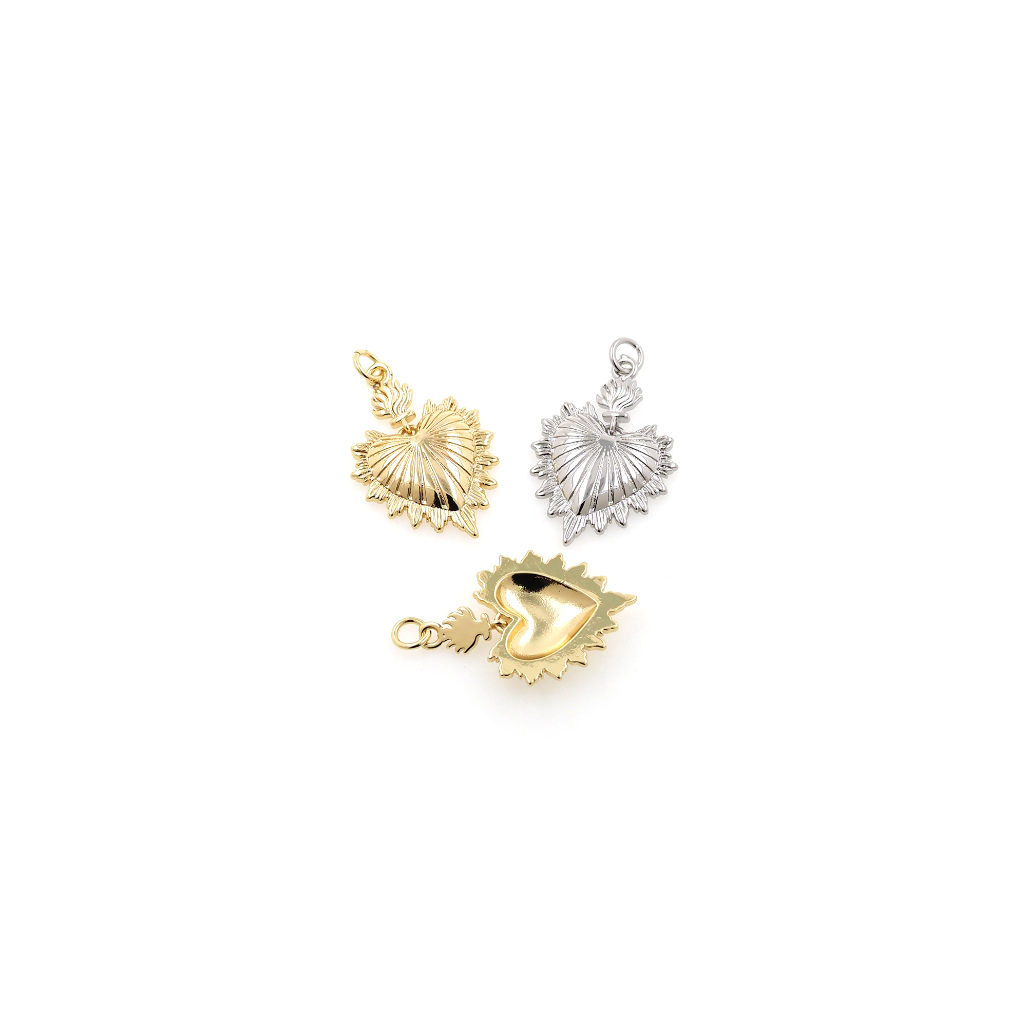 18K Gold Filled Heart Pendant,Dainty Heart Charm Earrings Necklace for DIY Jewelry Making Supply