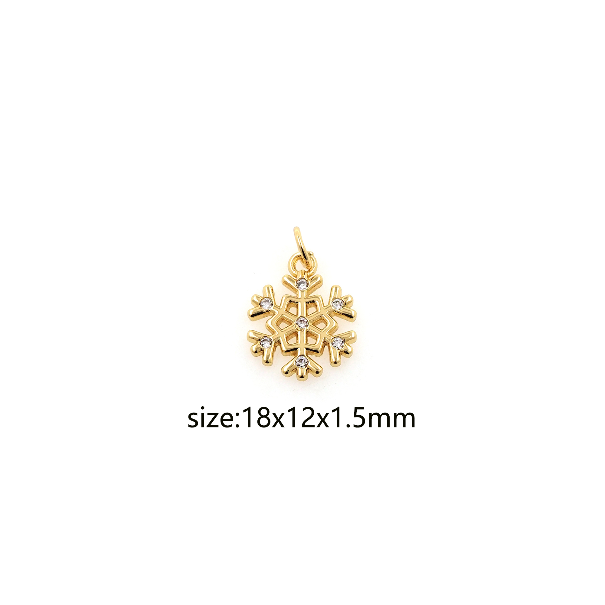 18K Gold Filled Snowflake Pendant,CZ Micro Pave Snowflake Charm Earrings Necklace for DIY Jewelry Making Supply