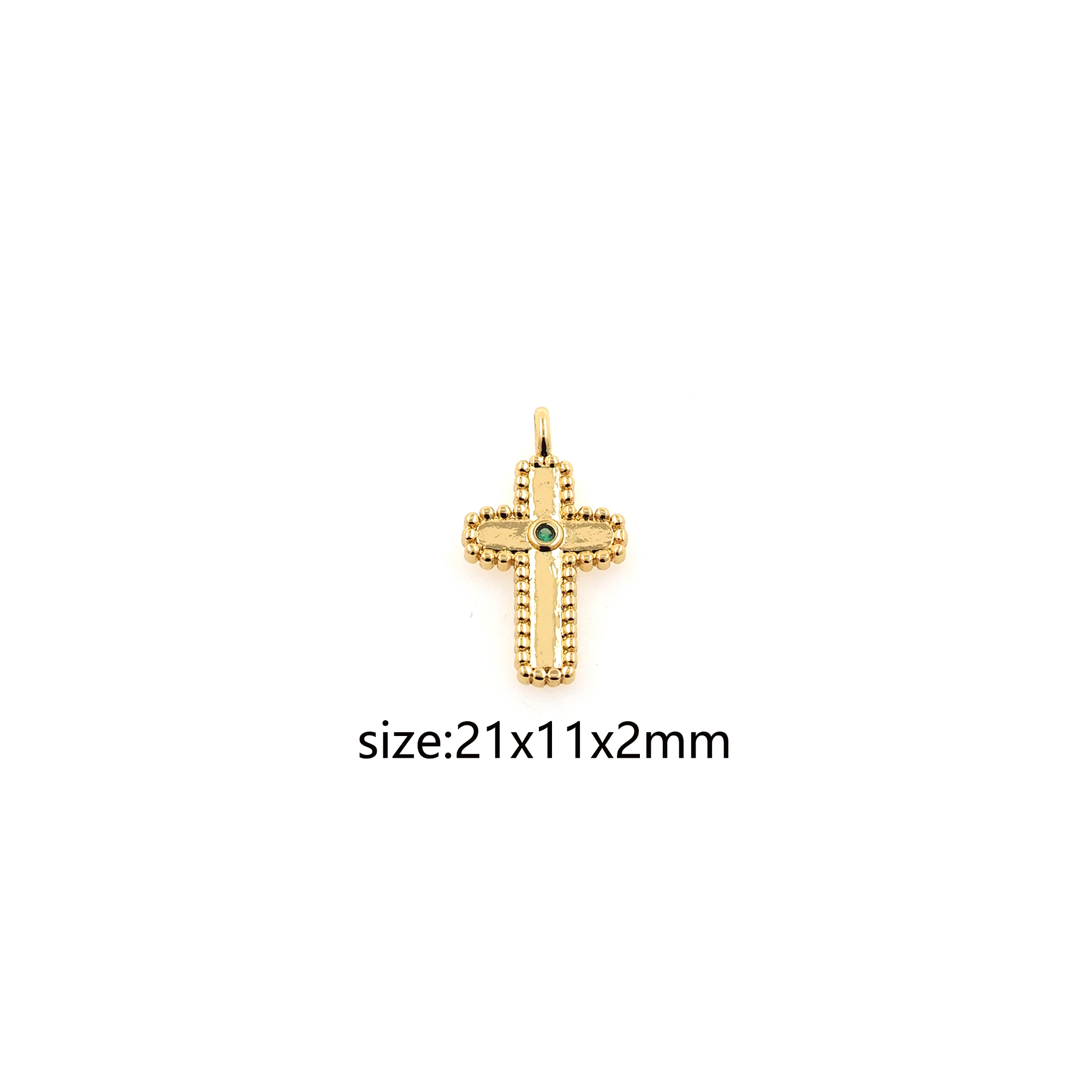 18K Gold Filled Cross Pendant,CZ Micro Pave Religious Charm Earrings Necklace for DIY Jewelry Making Supply