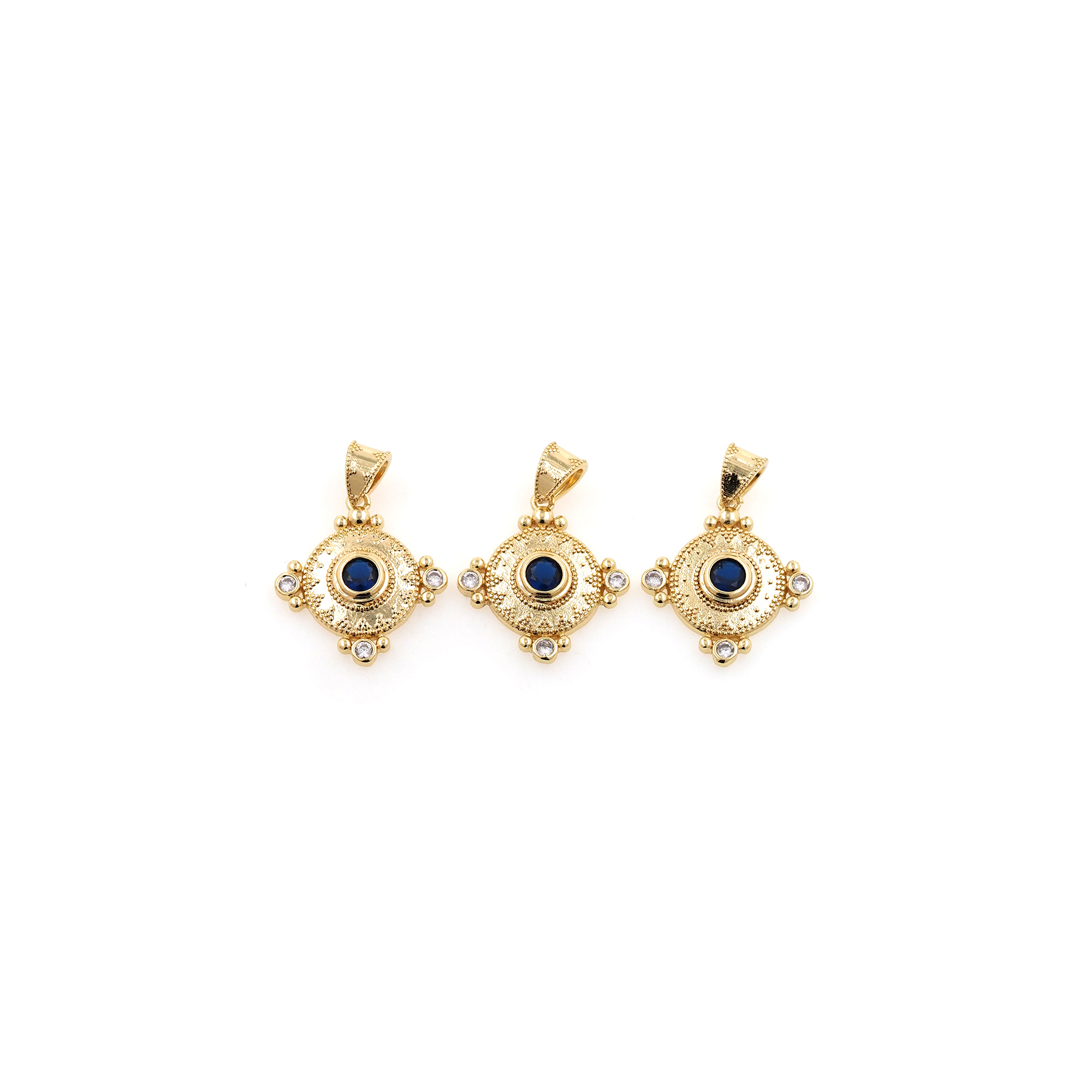 18K Gold Filled Evil Eye Pendant,CZ Micro Pave Evil Eye Charm Earrings Necklace for DIY Jewelry Making Supply