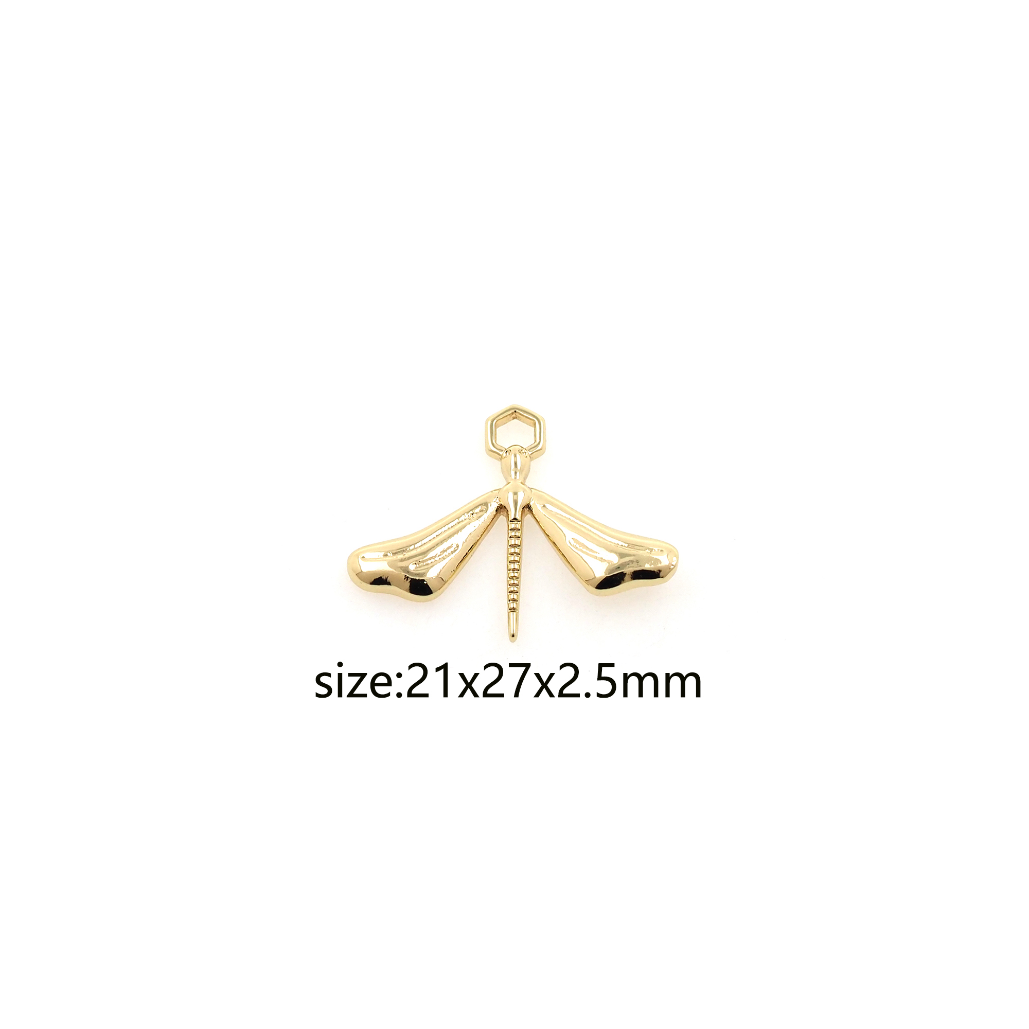 18K Gold Filled Dragonfly Pendant,Dainty Insect Charm Earrings Necklace for DIY Jewelry Making Supply