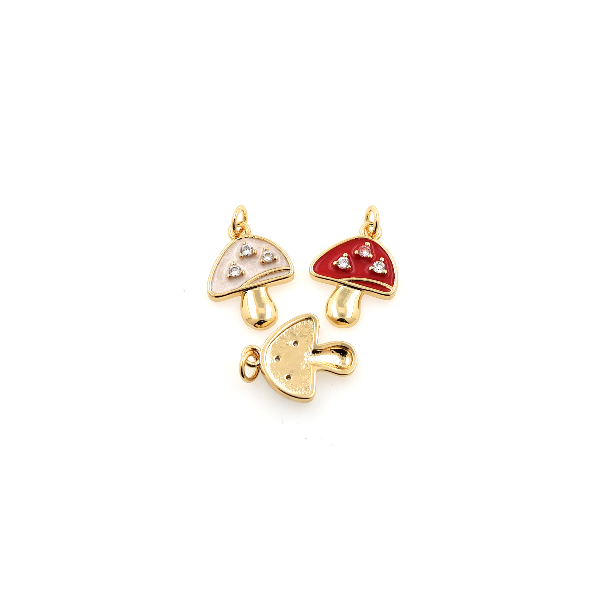 18K Gold Filled Mushroom Pendant,Enamel Mushroom Charm Earrings Necklace for DIY Jewelry Making Supply
