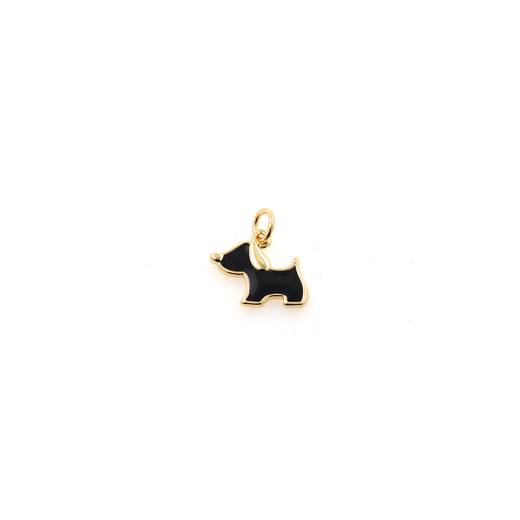18K Gold Filled Dog Pendant,Enamel Animal Charm Earrings Necklace for DIY Jewelry Making Supply