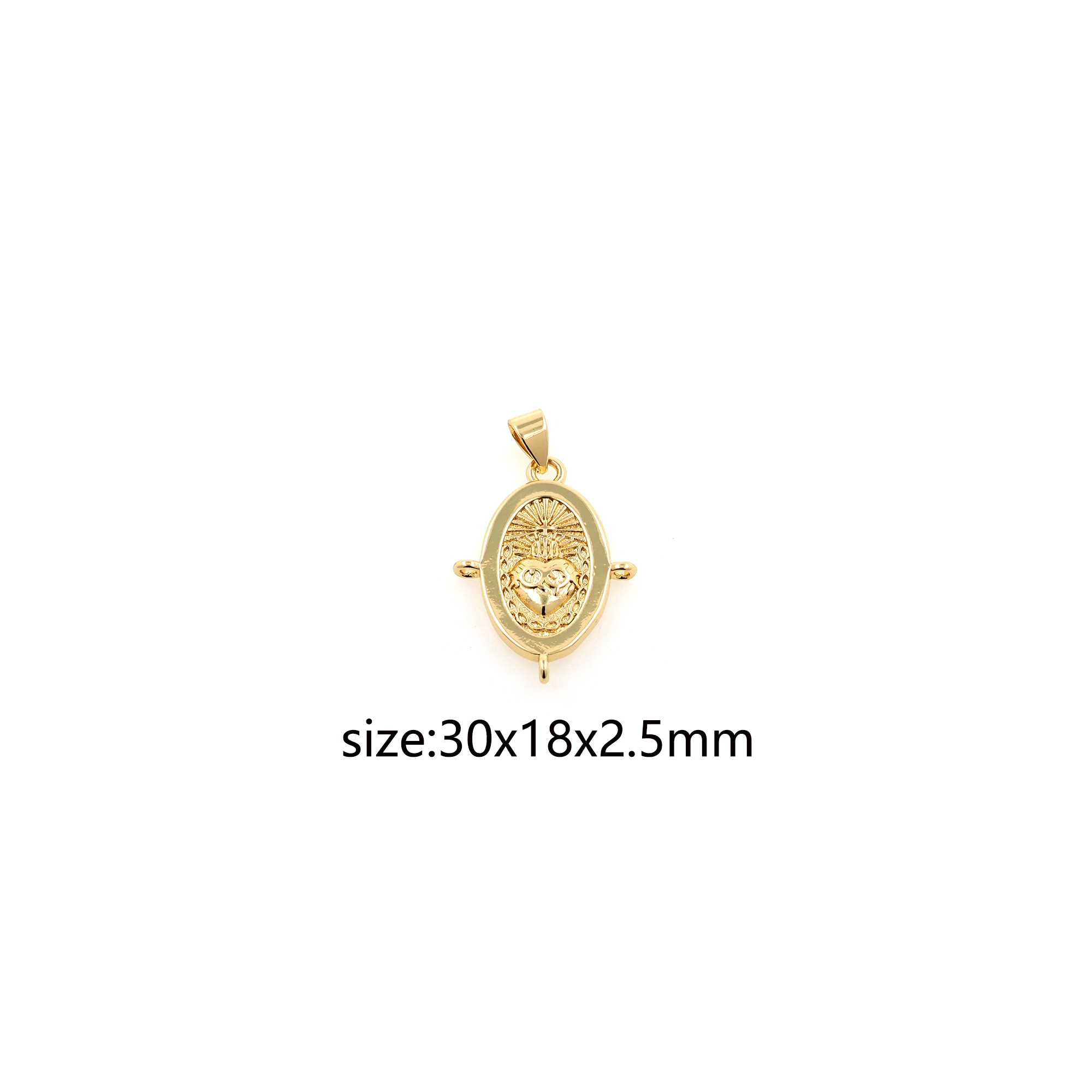 18K Gold Filled Sacred Heart Pendant,Sacred Heart Charm Earrings Necklace for DIY Jewelry Making Supply