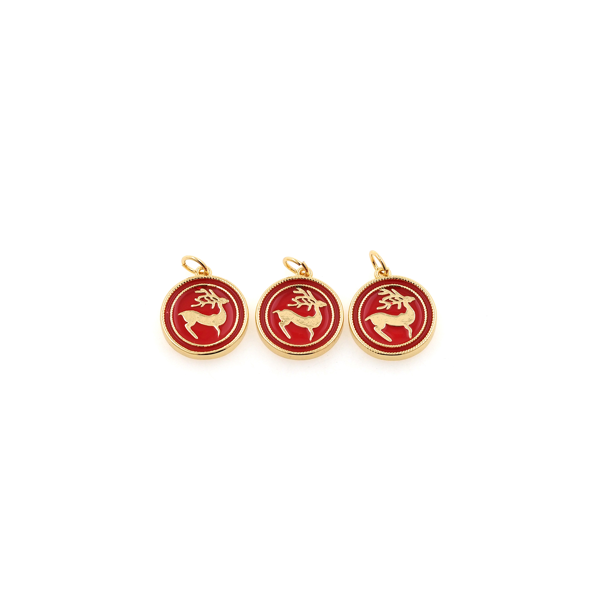 18K Gold Filled Elk Pendant,Enamel Animal Charm Earrings Necklace for DIY Jewelry Making Supply