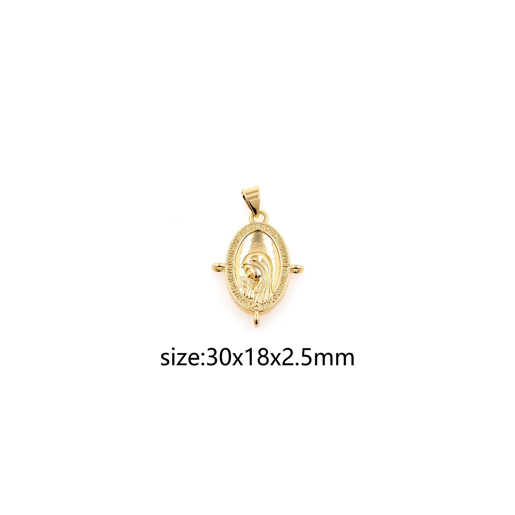 18K Gold Filled Virgin Mary Pendant,Dainty Virgin Mary Charm Earrings Necklace for DIY Jewelry Making Supply