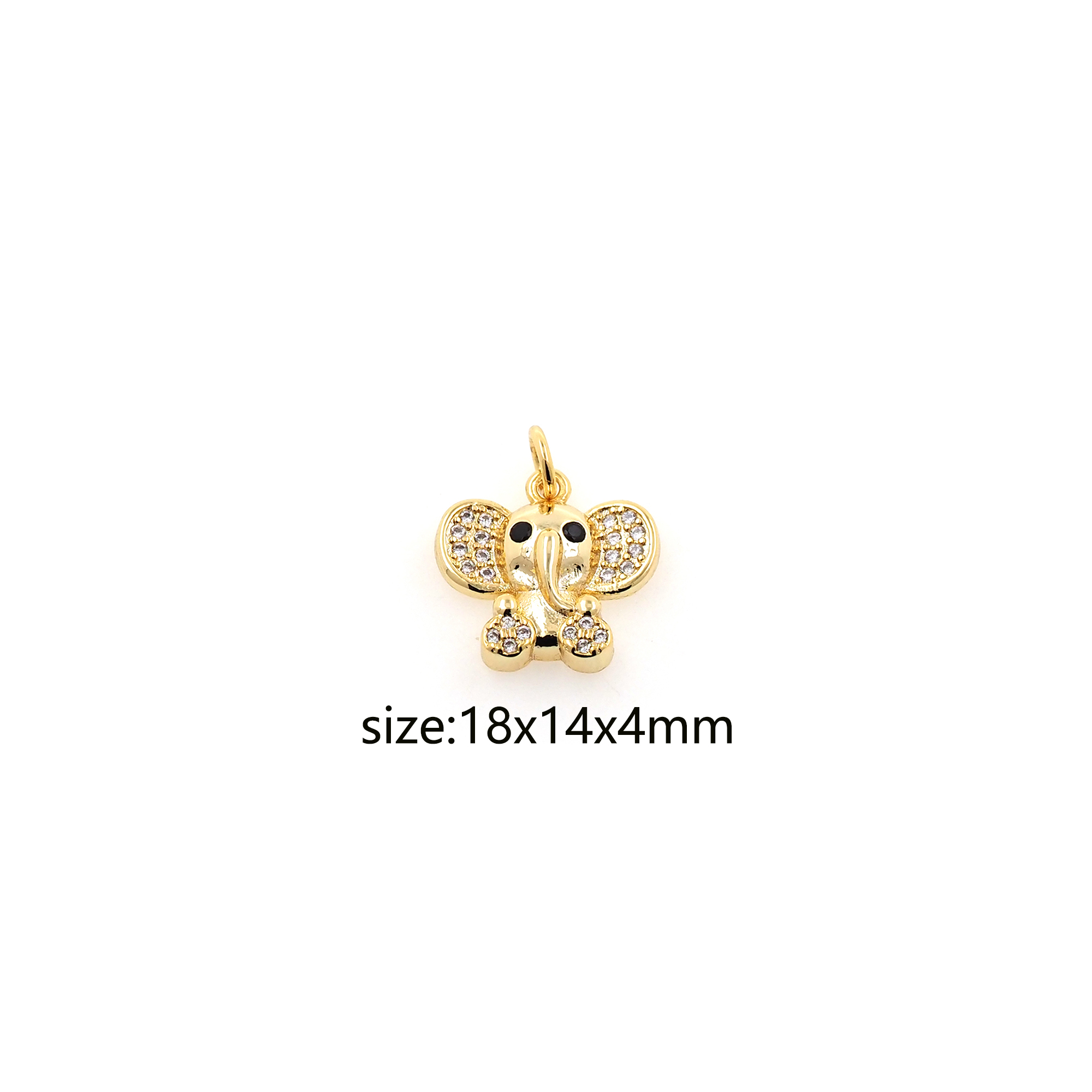 CZ Micro Pave Animal Pendant,18K Gold Filled Elephant Charm Earrings Necklace for DIY Jewelry Making Supply