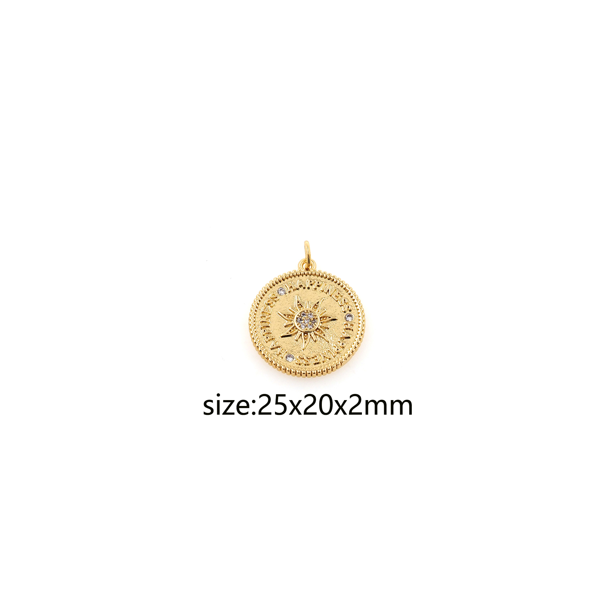 18K Gold Filled Sun Pendant,CZ Micro Pave Sun Happiness Charm Earrings Necklace for DIY Jewelry Making Supply