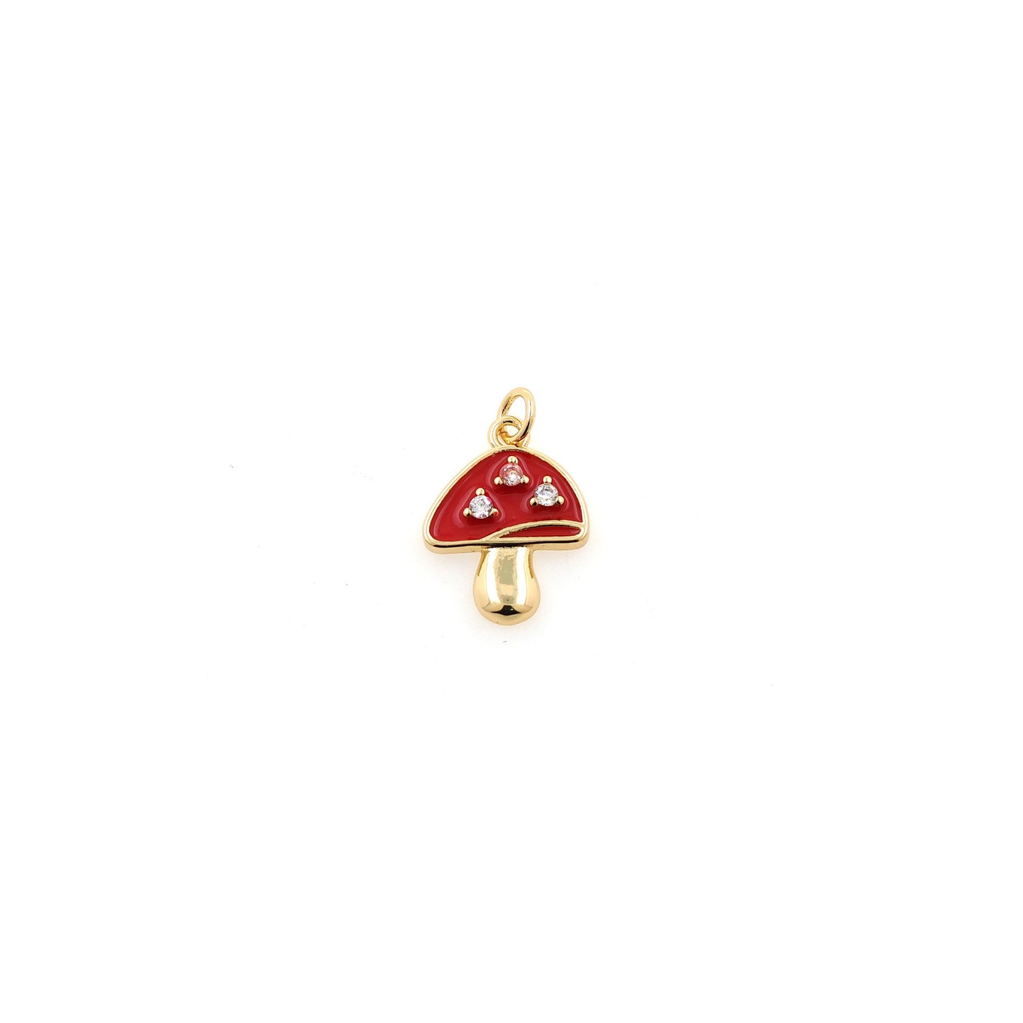 18K Gold Filled Mushroom Pendant,Enamel Mushroom Charm Earrings Necklace for DIY Jewelry Making Supply
