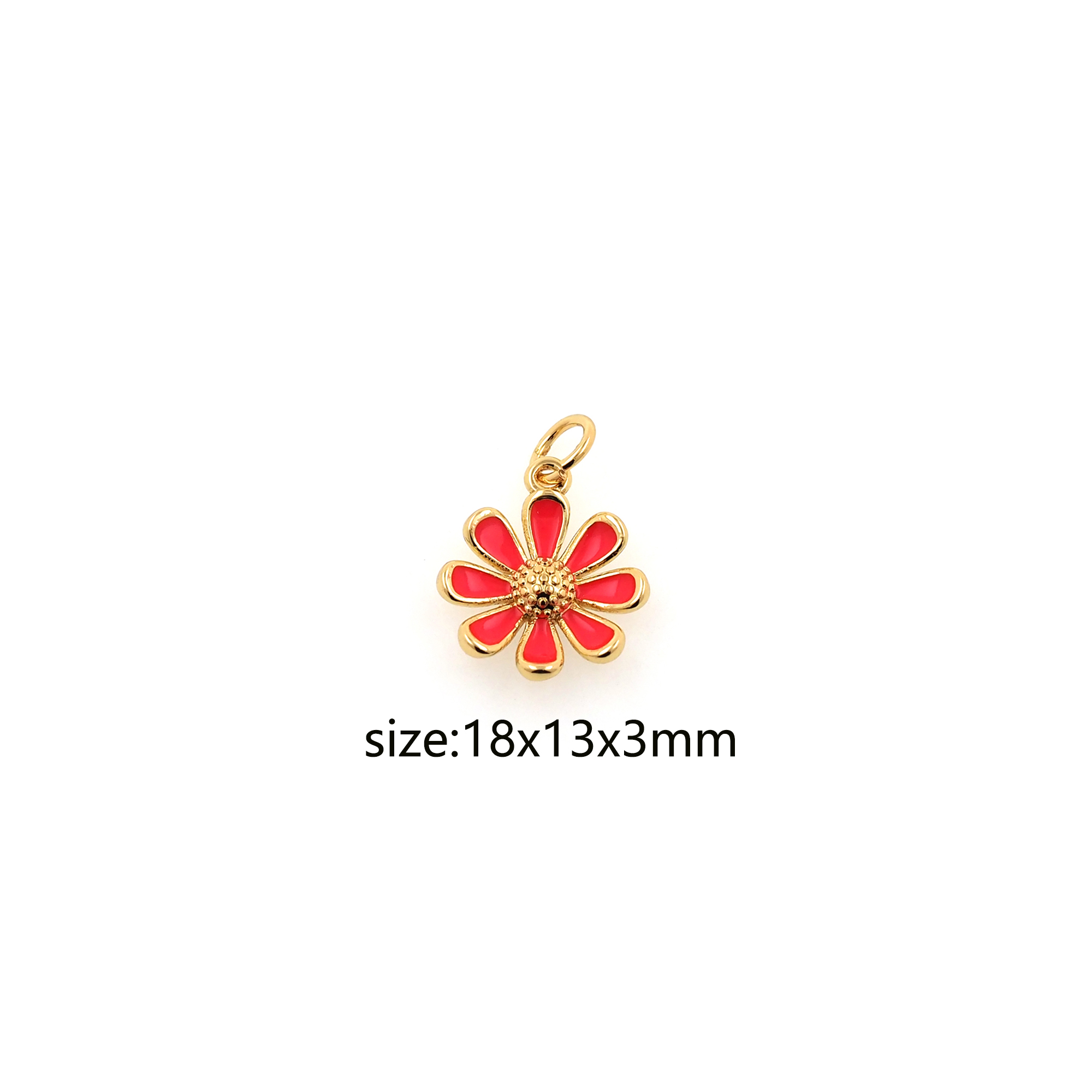 18K Gold Filled Daisy Pendant,Enamel Flower Charm Earrings Necklace for DIY Jewelry Making Supply