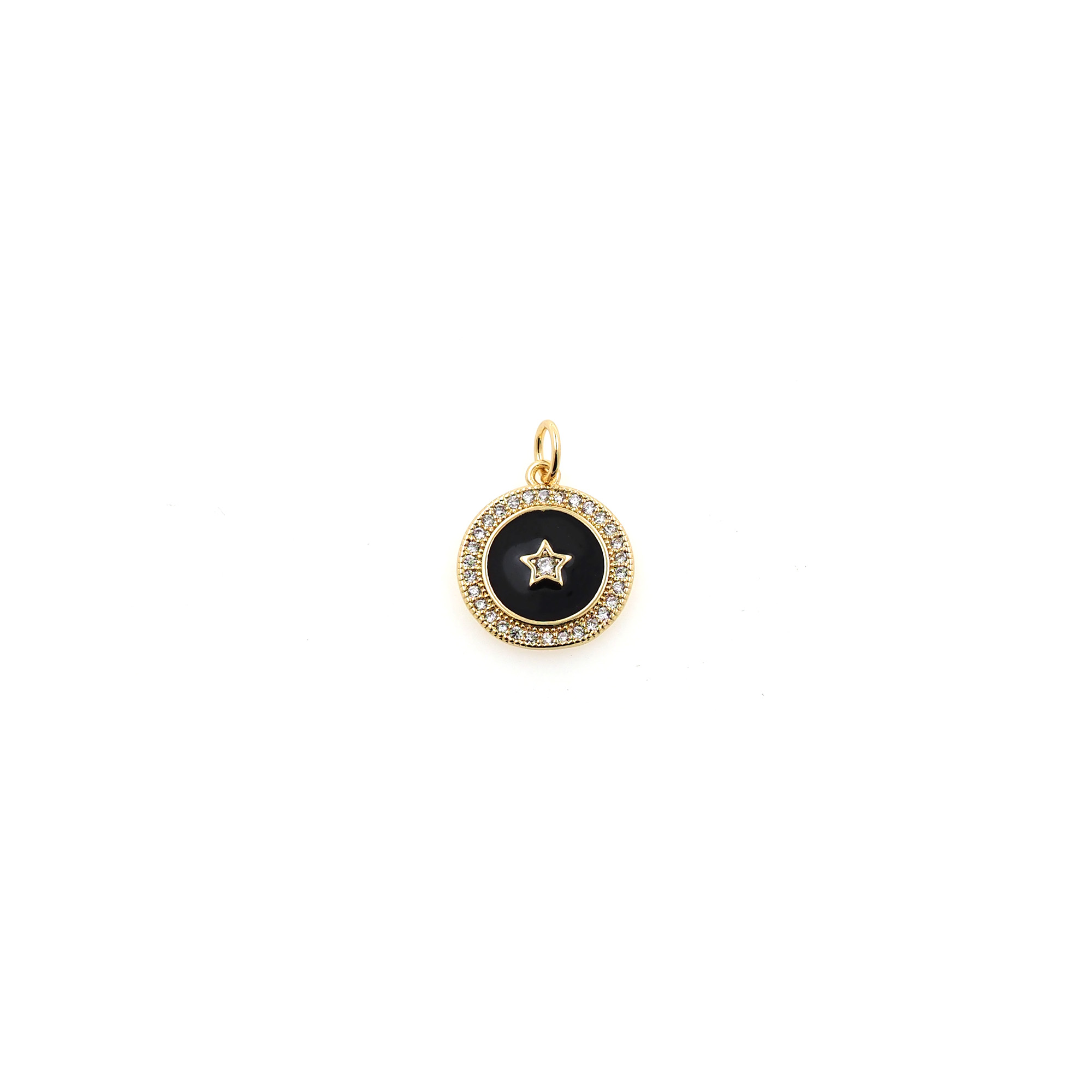 18K Gold Filled Star Pendant,Enamel Celestial Charm Earrings Necklace for DIY Jewelry Making Supply