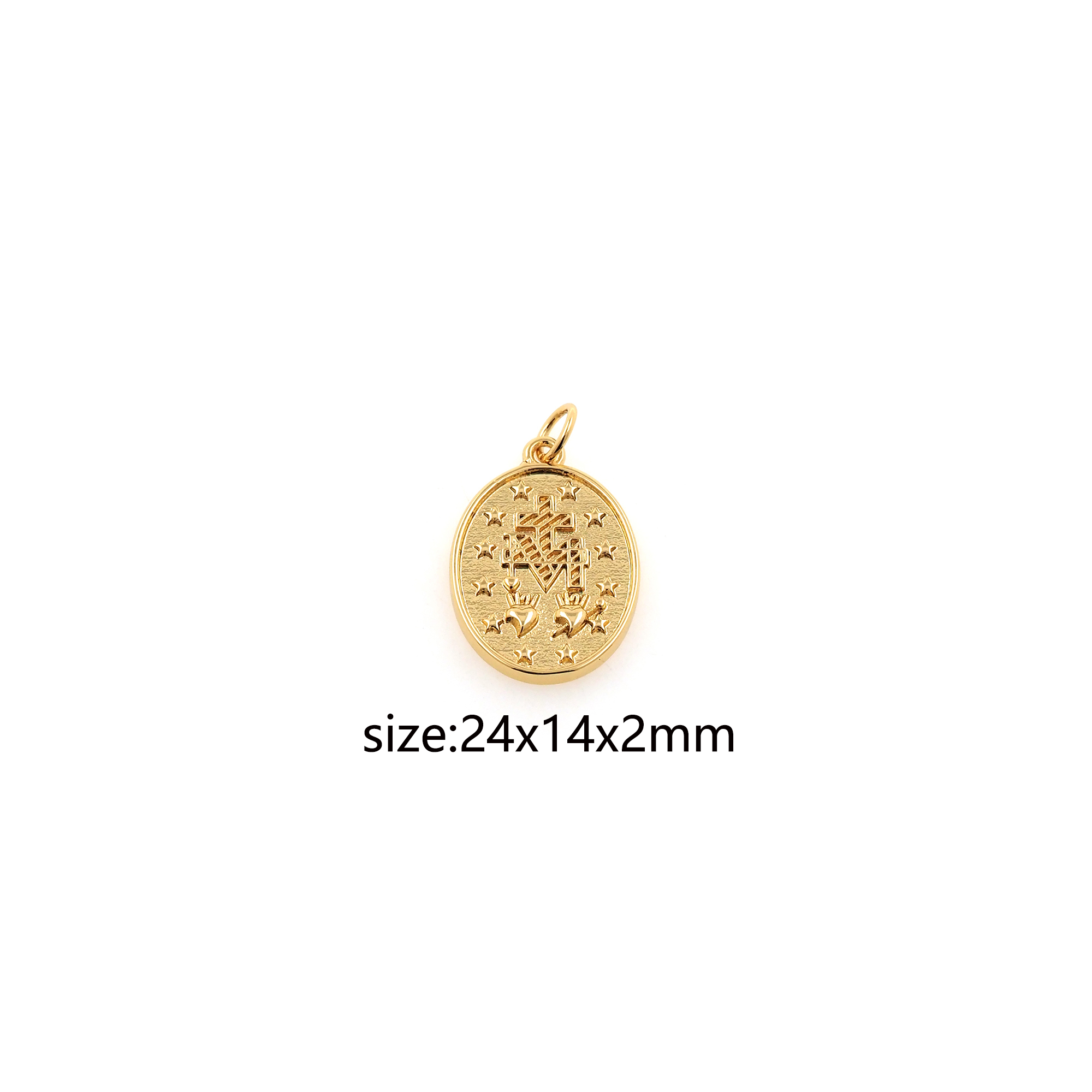 18K Gold Filled Sacred Heart Pendant,Dainty Heart Charm Earrings Necklace for DIY Jewelry Making Supply