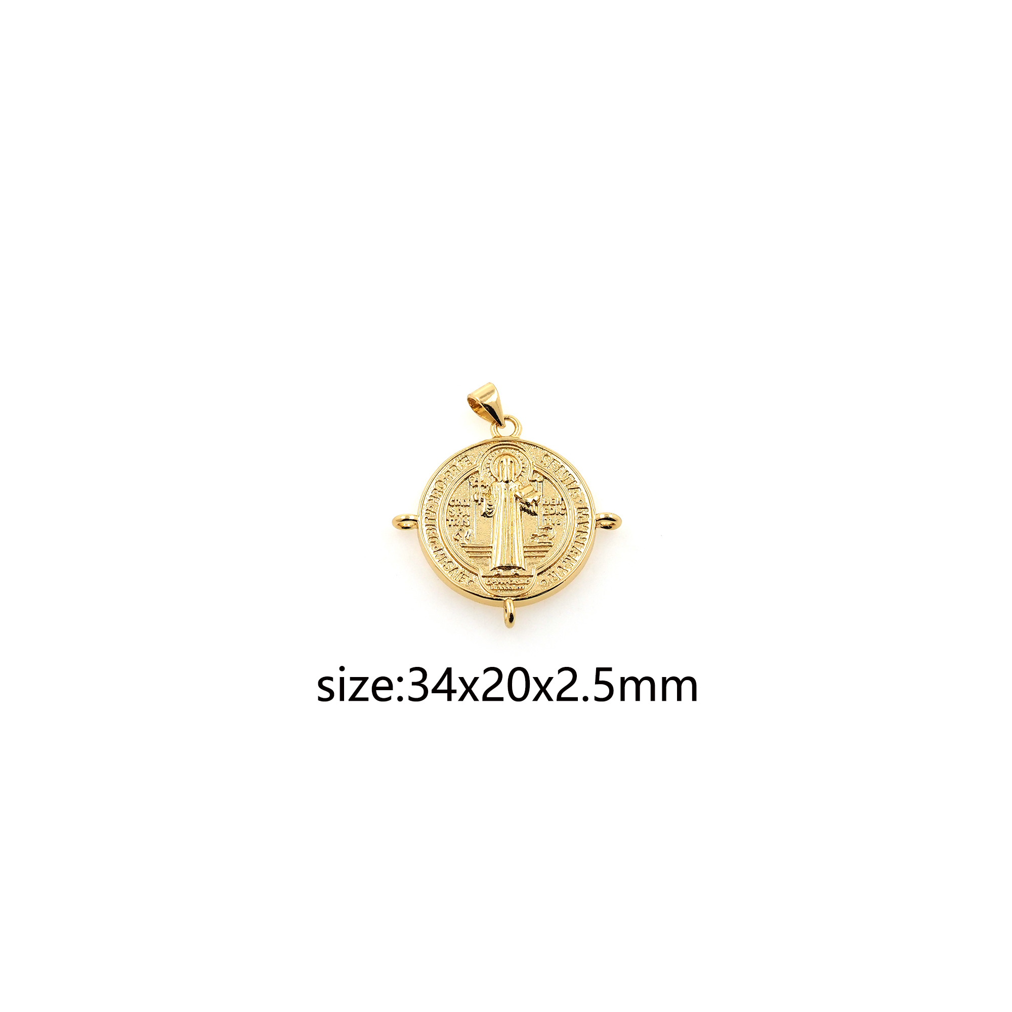 18K Gold Filled Benedict Pendant,Religious Charm Earrings Necklace for DIY Jewelry Making Supply