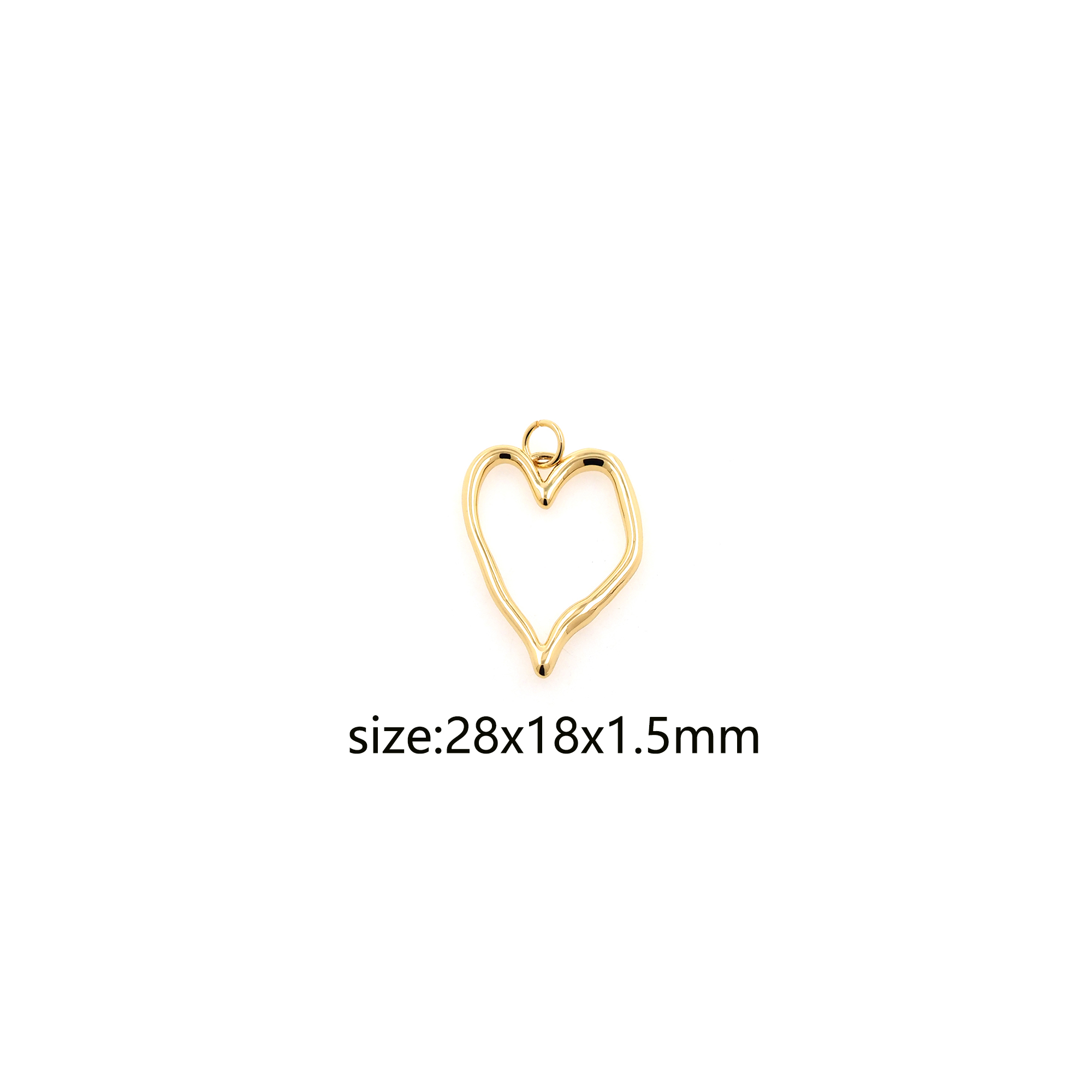 18K Gold Filled Heart Pendant,Heart Charm Earrings Necklace for DIY Jewelry Making Supply