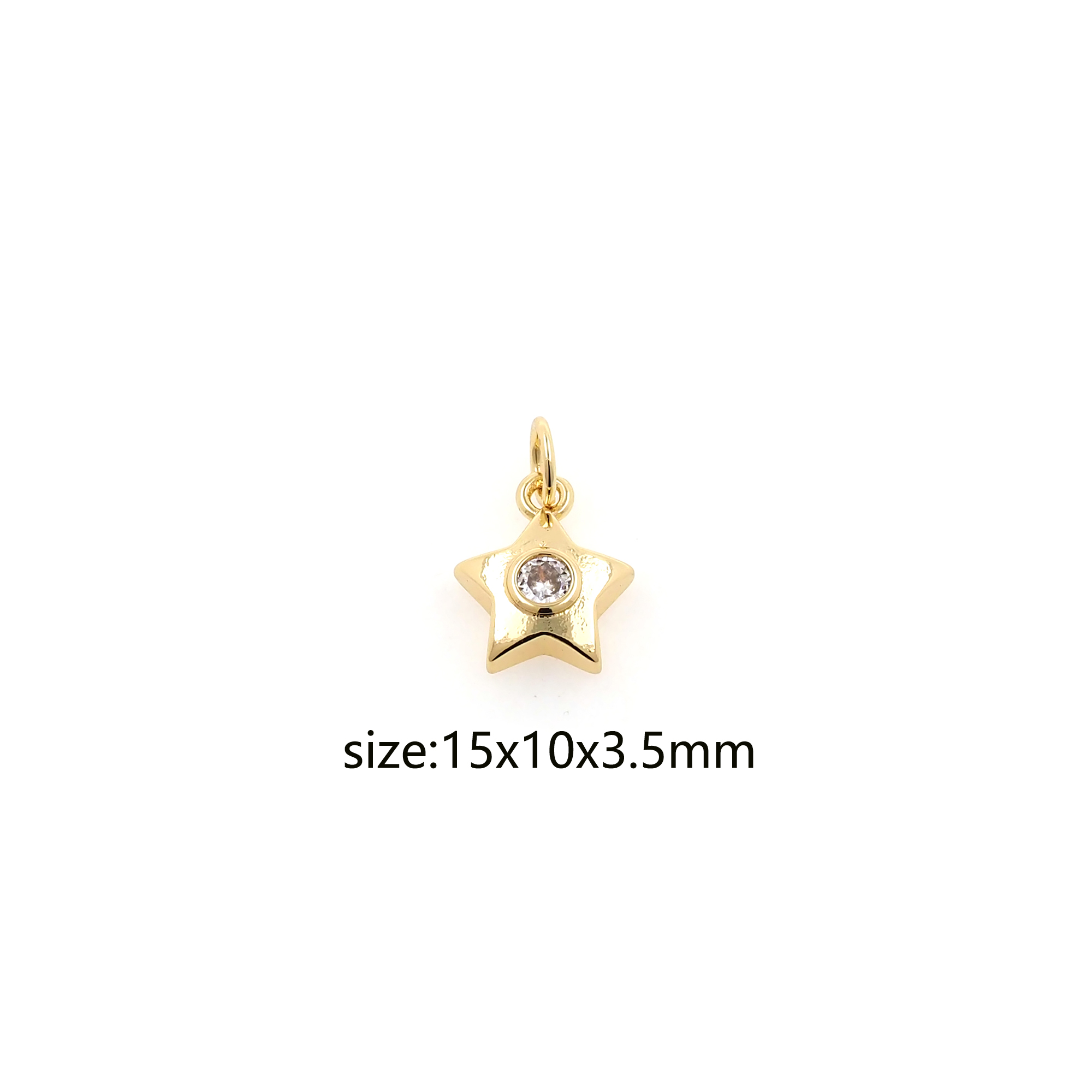 18K Gold Filled Star Pendant,CZ Micro Pave Celestial Charm Earrings Necklace for DIY Jewelry Making Supply