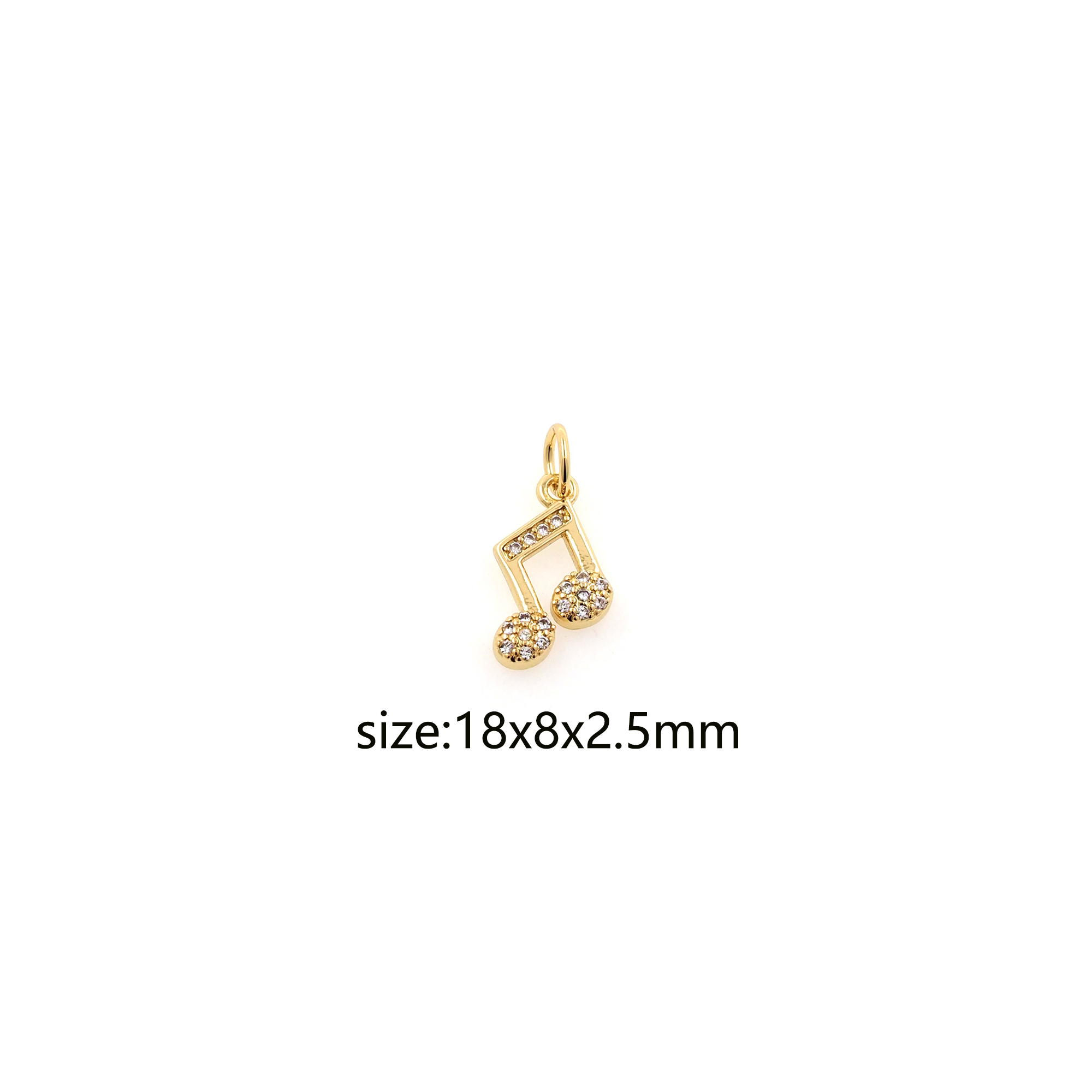 18K Gold Filled Musical Note Pendant,CZ Micro Pave Music Charm Earrings Necklace for DIY Jewelry Making Supply