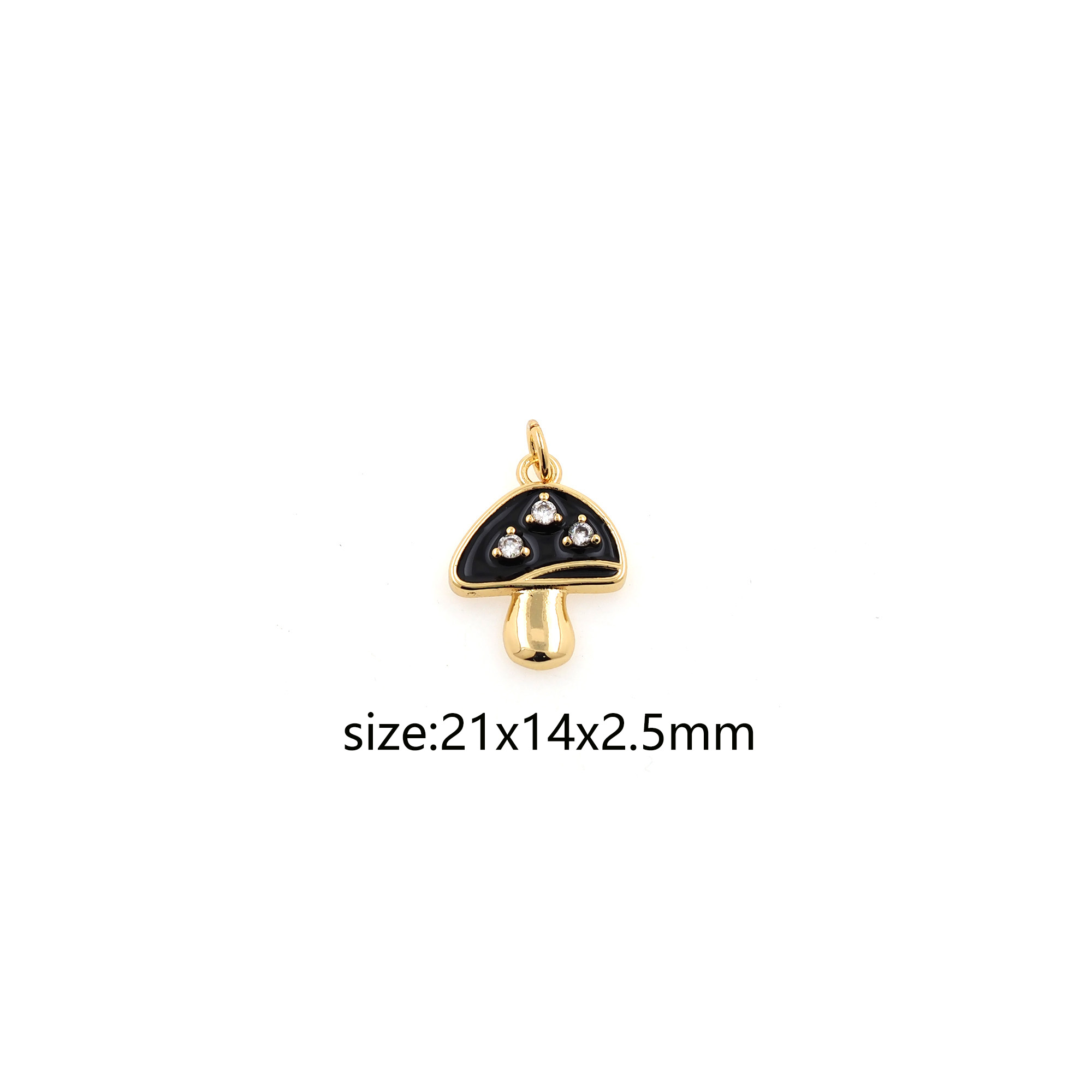 18K Gold Filled Mushroom Pendant,Enamel Mushroom Charm Earrings Necklace for DIY Jewelry Making Supply