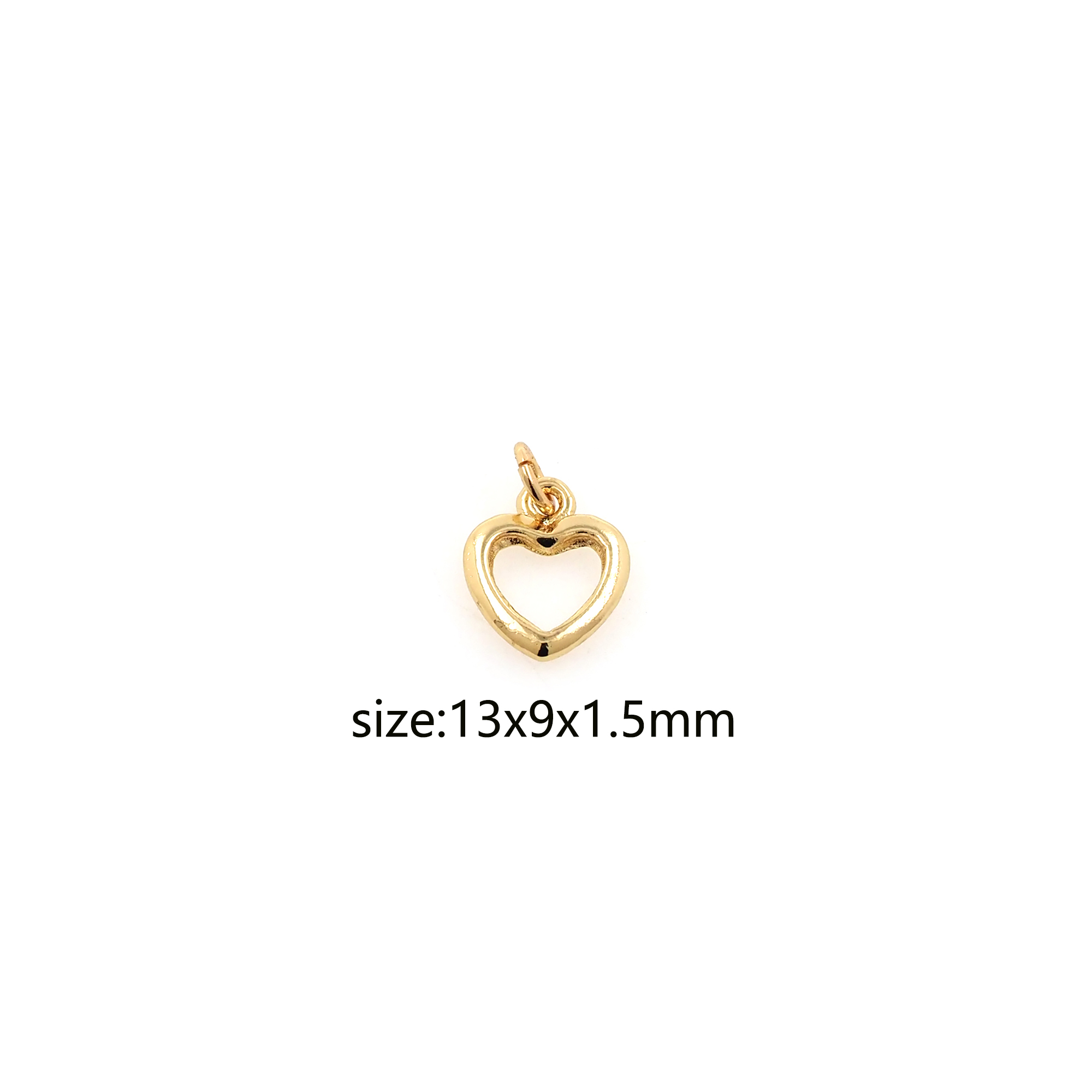 18K Gold Filled Heart Pendant,Dainty Heart Charm Earrings Necklace for DIY Jewelry Making Supply