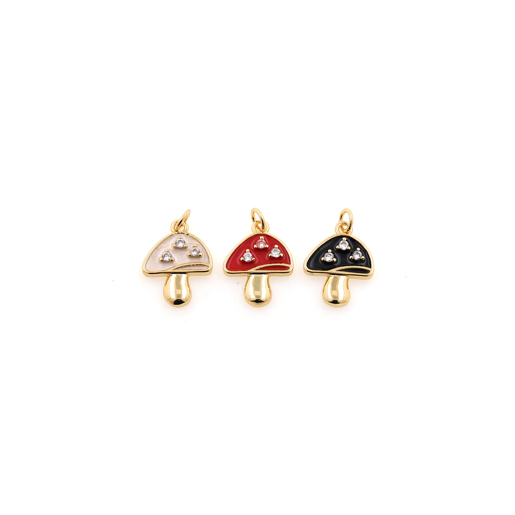 18K Gold Filled Mushroom Pendant,Enamel Mushroom Charm Earrings Necklace for DIY Jewelry Making Supply