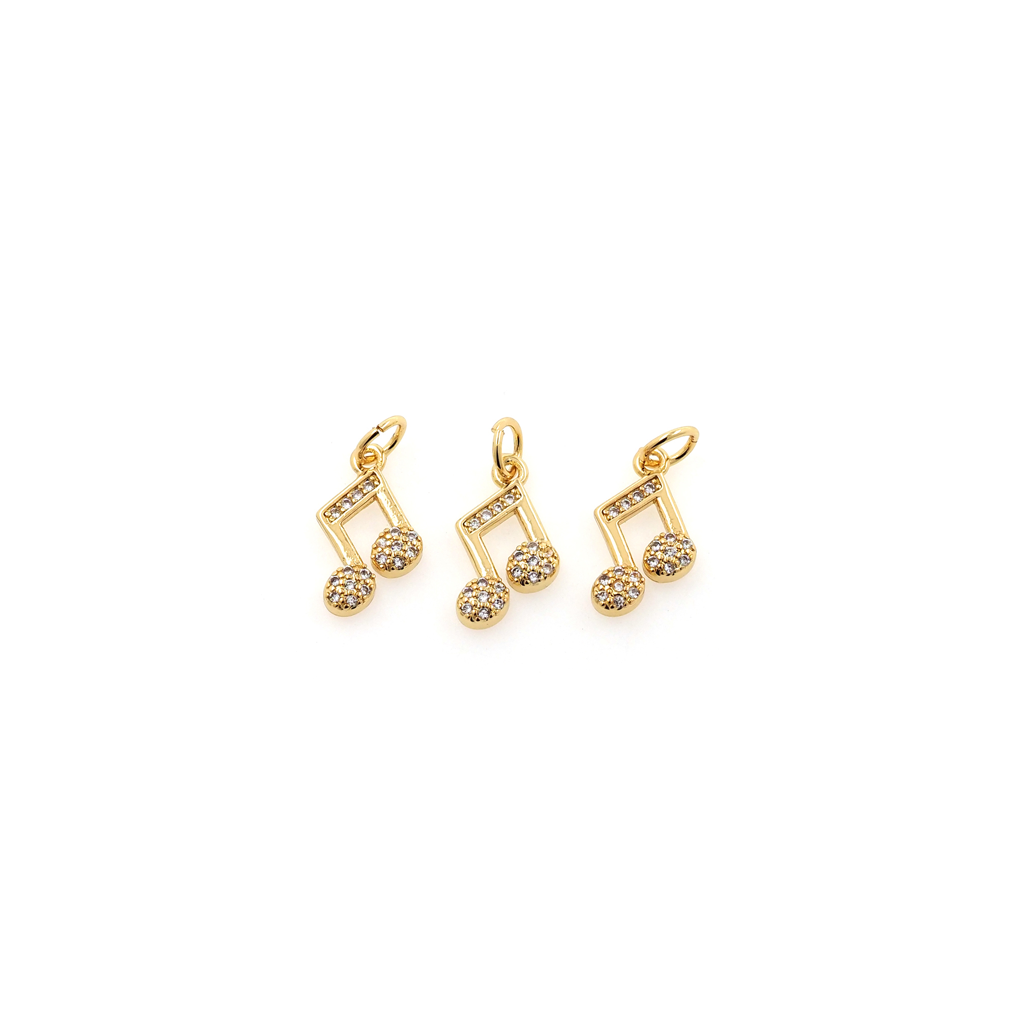 18K Gold Filled Musical Note Pendant,CZ Micro Pave Music Charm Earrings Necklace for DIY Jewelry Making Supply
