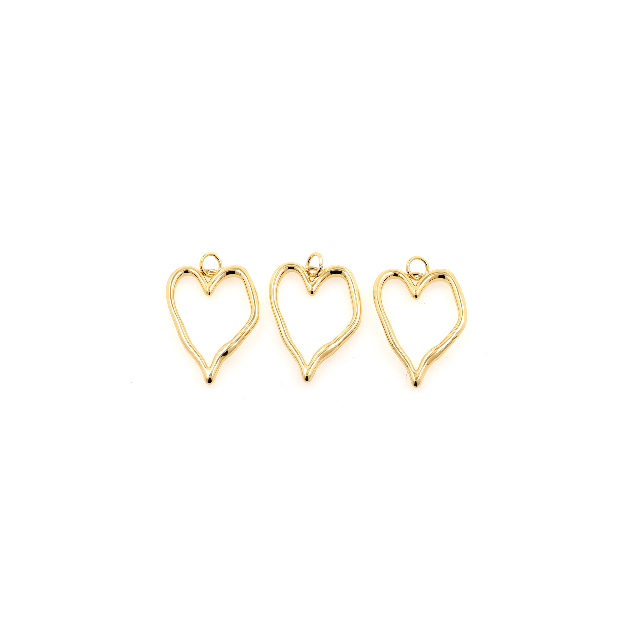 18K Gold Filled Heart Pendant,Heart Charm Earrings Necklace for DIY Jewelry Making Supply