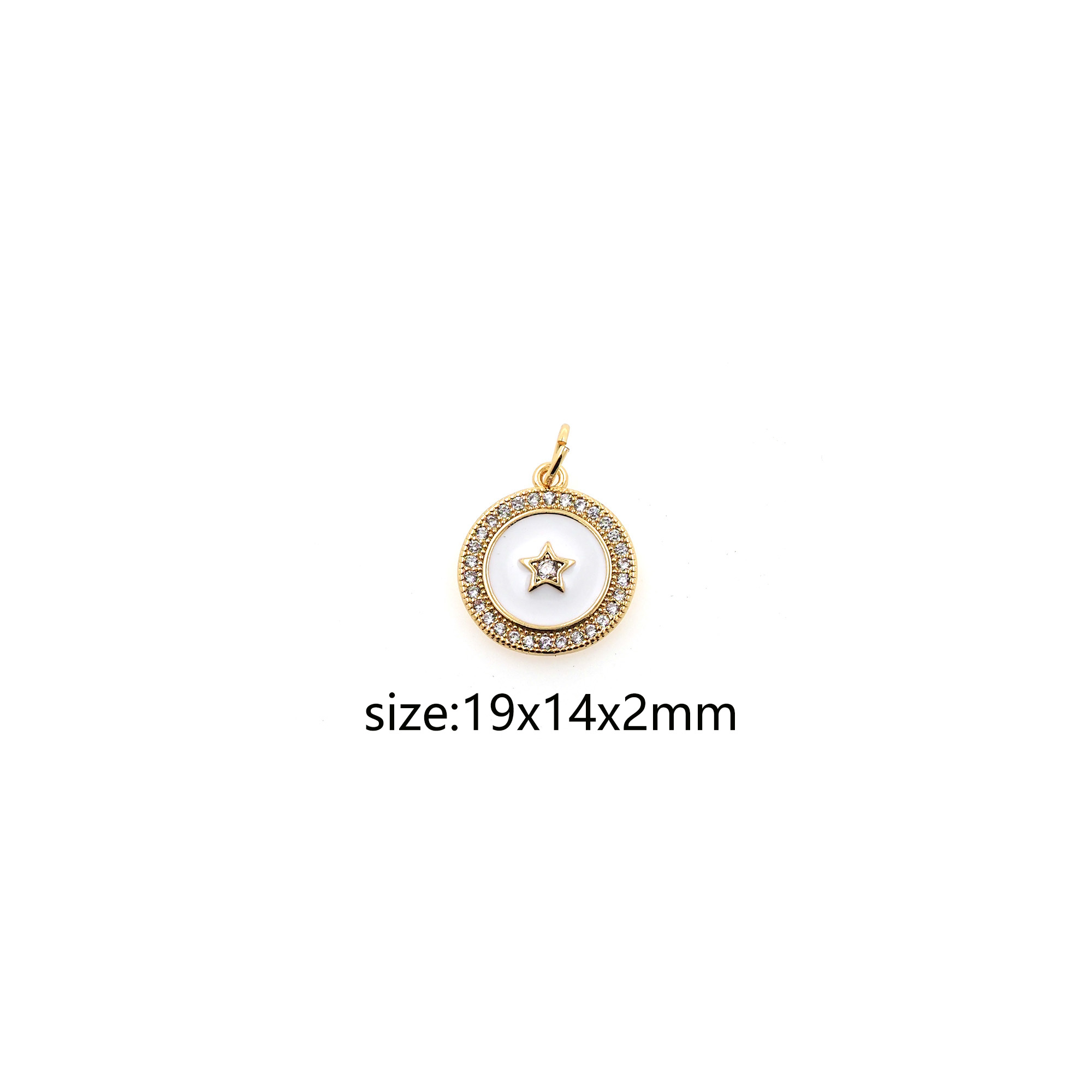 18K Gold Filled Star Pendant,Enamel Celestial Charm Earrings Necklace for DIY Jewelry Making Supply