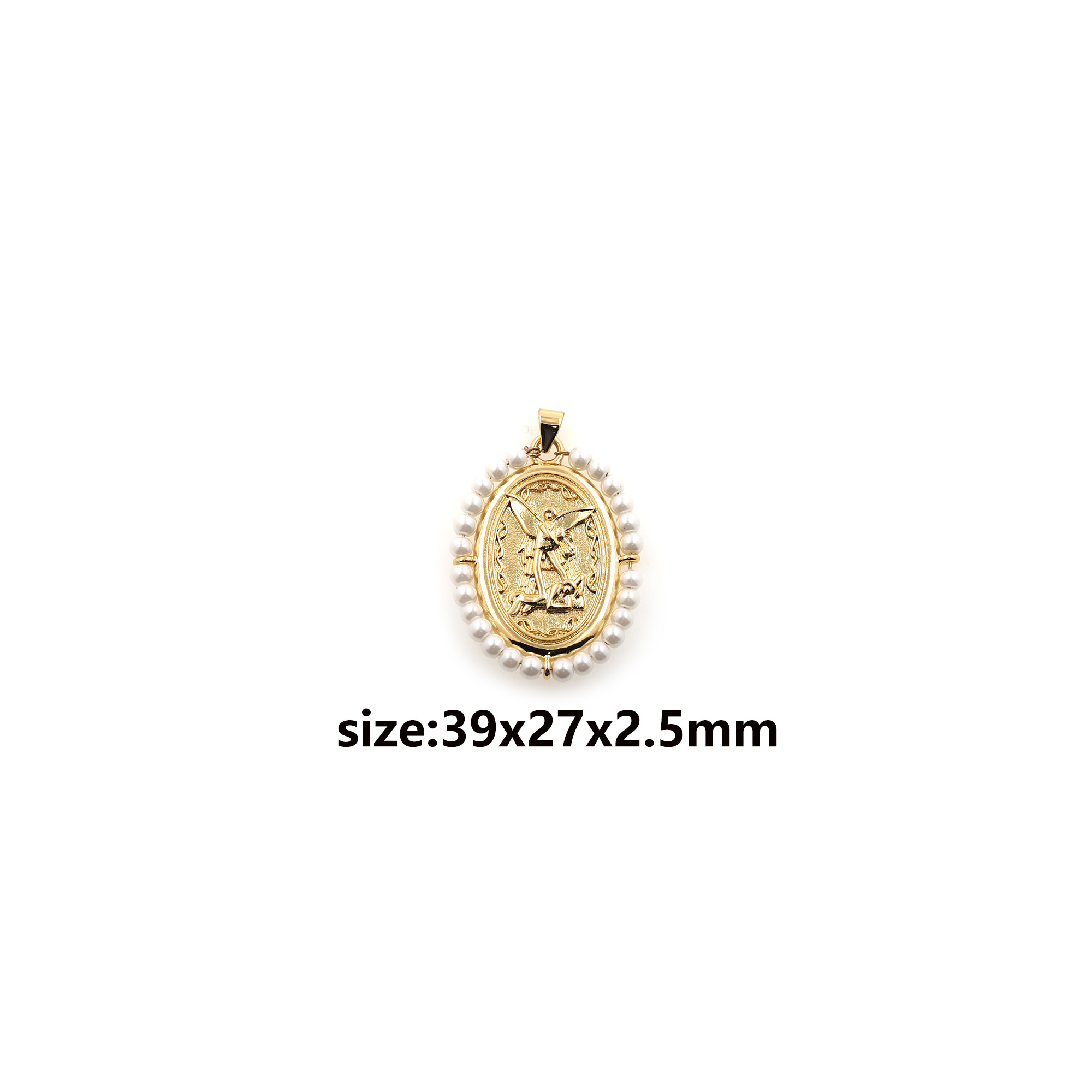 18K Gold Filled Angel Pendant,Pearl Angel Charm Earrings Necklace for DIY Jewelry Making Supply