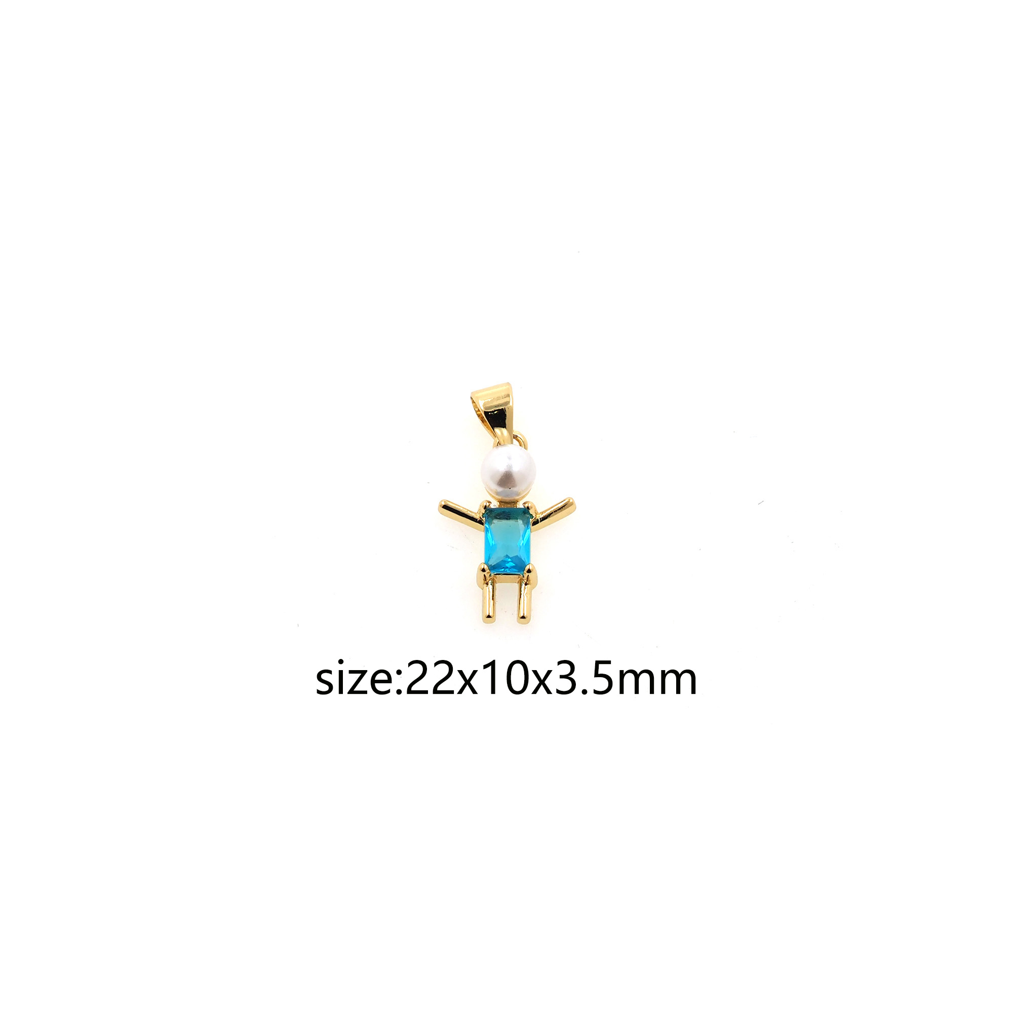 18K Gold Filled Boy Pendant,CZ Micro Pave Boy Girl Charm Earrings Necklace for DIY Jewelry Making Supply