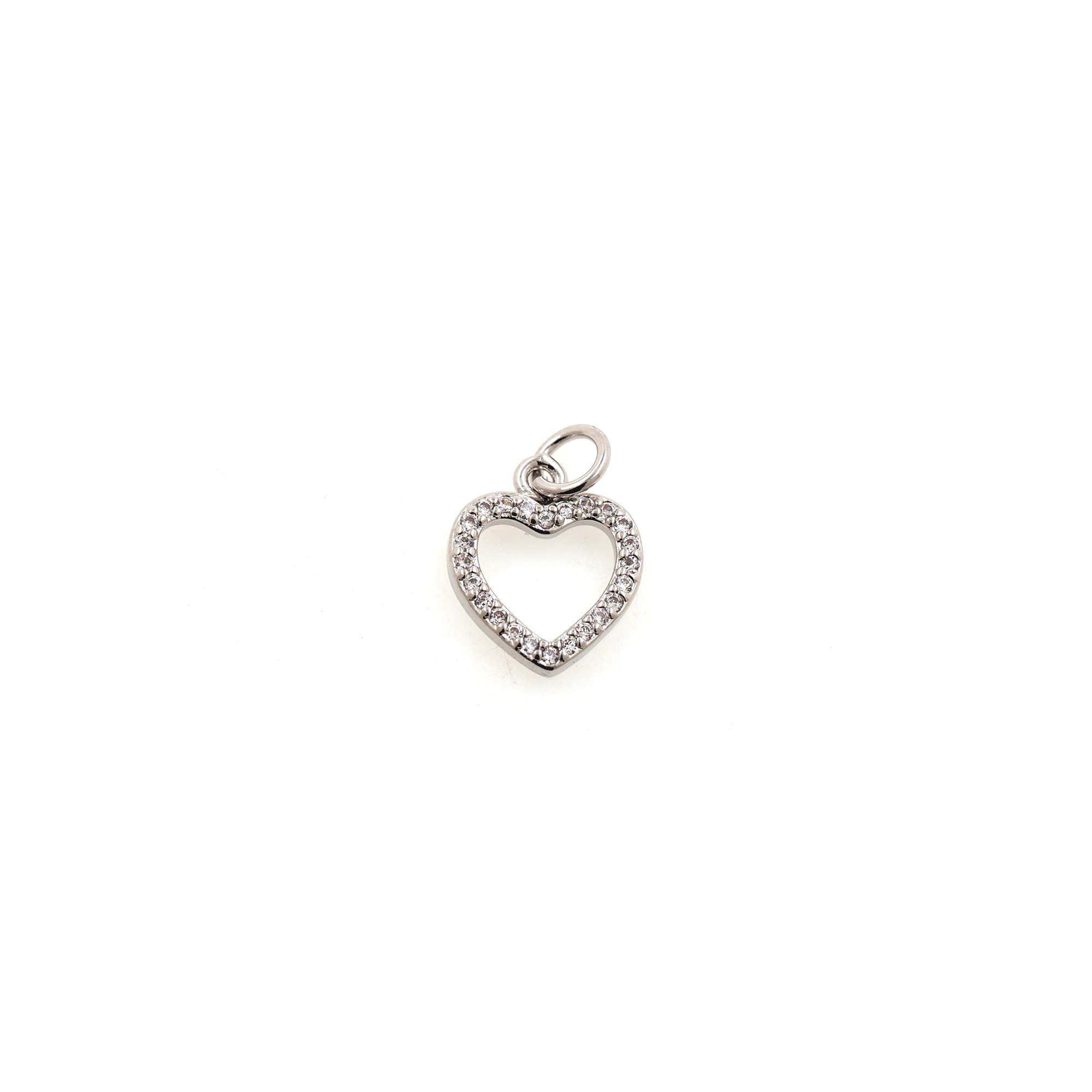 18K Gold Filled Heart Pendant,CZ Micro Pave Heart Charm Earrings Necklace for DIY Jewelry Making Supply