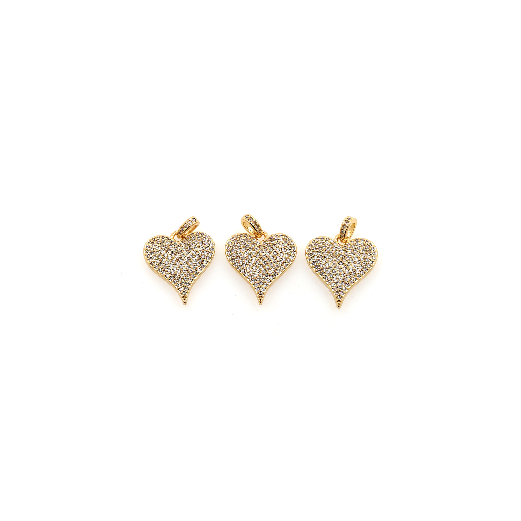18K Gold Filled Heart Pendant,CZ Micro Pave Heart Charm Earrings Necklace for DIY Jewelry Making Supply