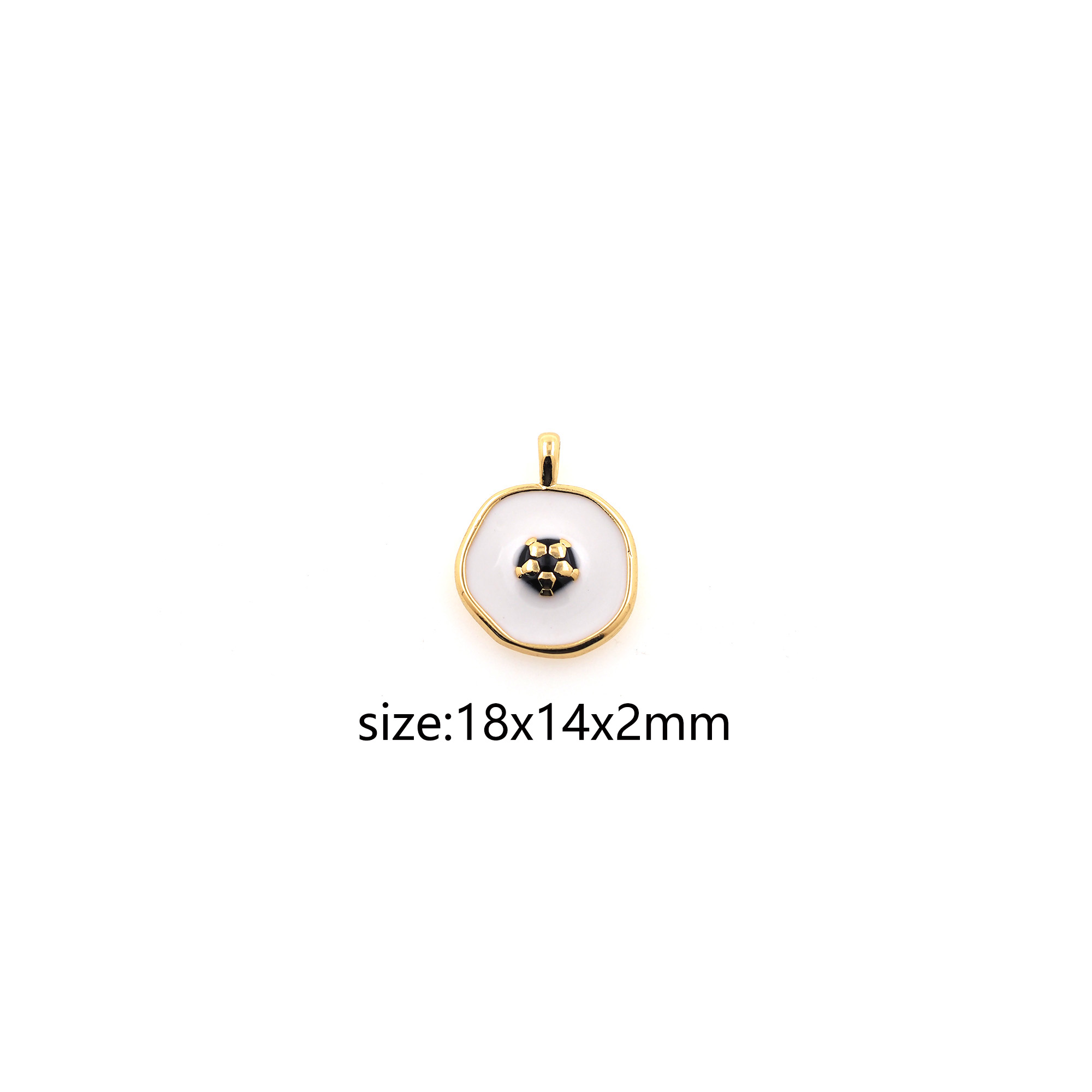 18K Gold Filled Football Pendant,Enamel Football Charm Earrings Necklace for DIY Jewelry Making Supply