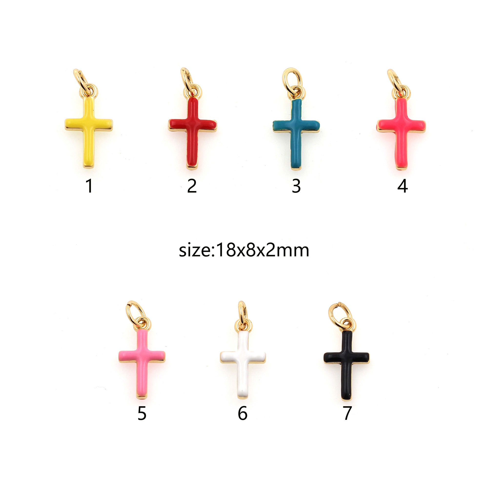 18K Gold Filled Cross Pendant,Enamel Religious Charm Earrings Necklace for DIY Jewelry Making Supply