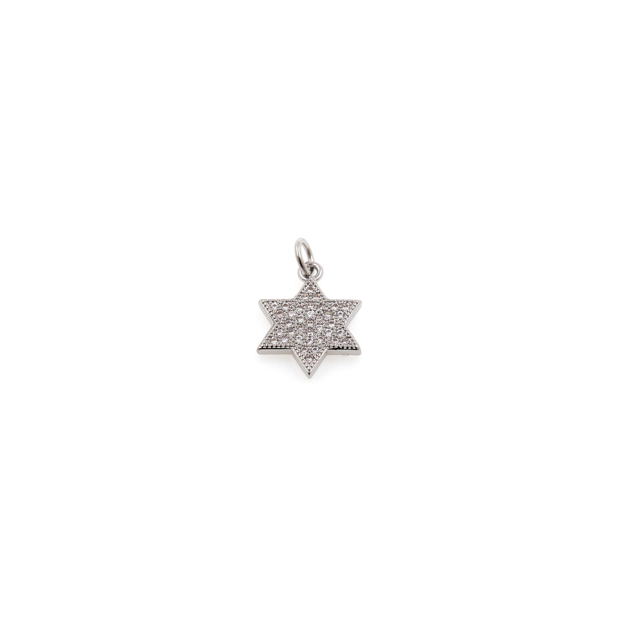 18K Gold Filled North Star Pendant,CZ Micro Pave Celestial Charm Earrings Necklace for DIY Jewelry Making Supply