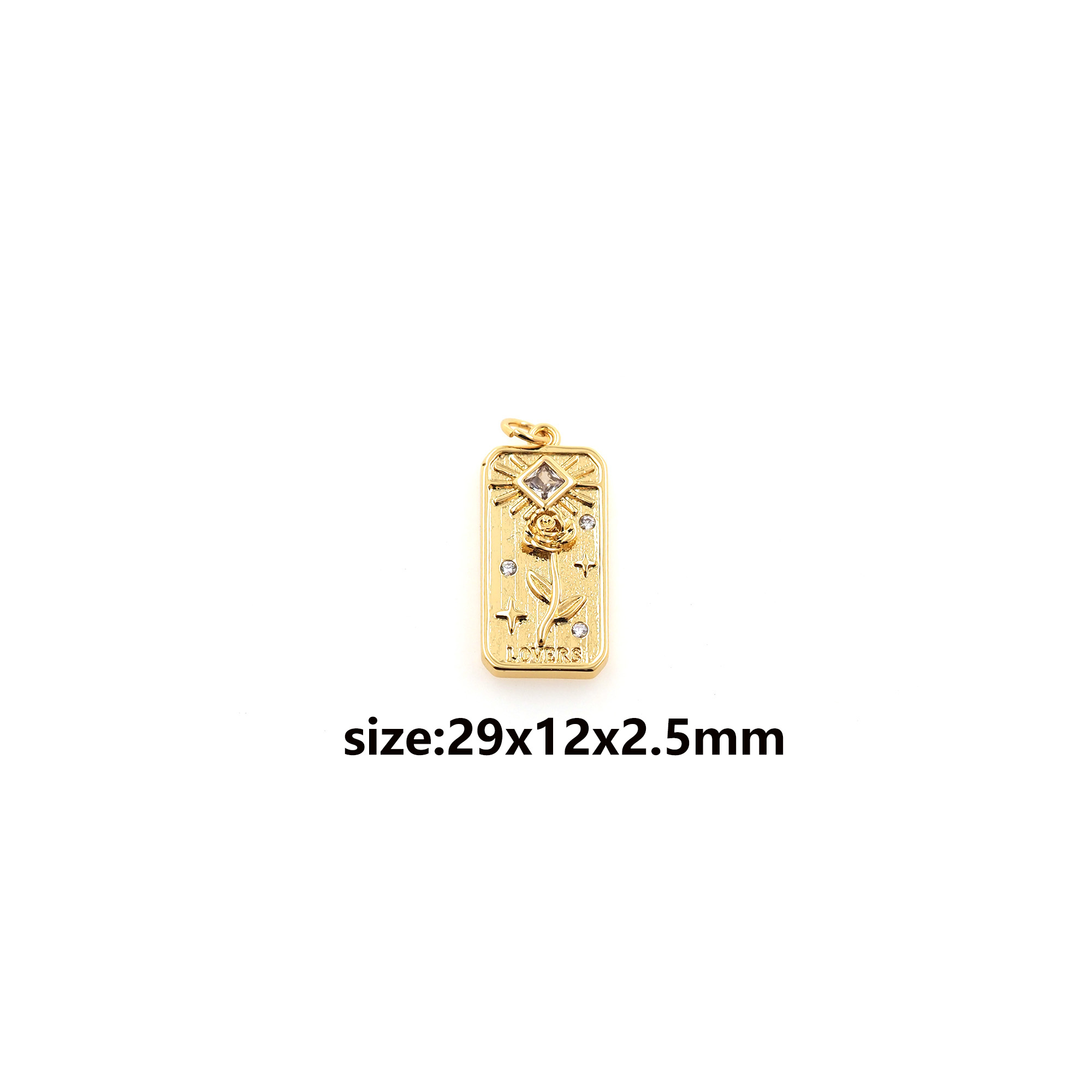 18K Gold Filled Rose Pendant,CZ Micro Pave Flower Charm Earrings Necklace for DIY Jewelry Making Supply