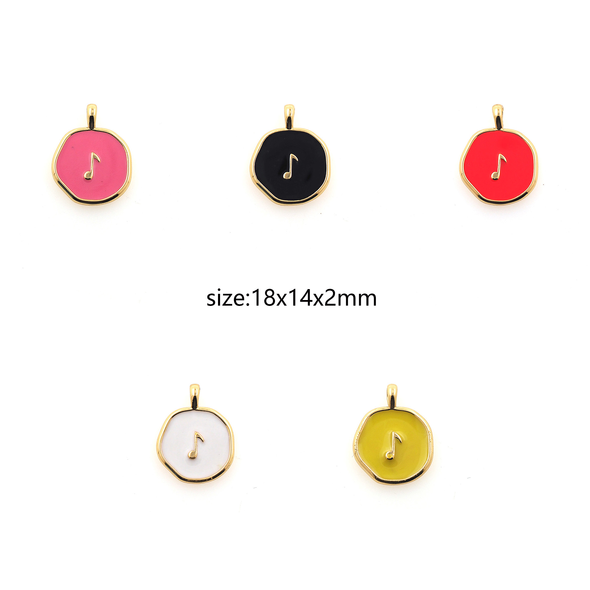 18K Gold Filled Musical Note Pendant,Enamel Music Charm Earrings Necklace for DIY Jewelry Making Supply