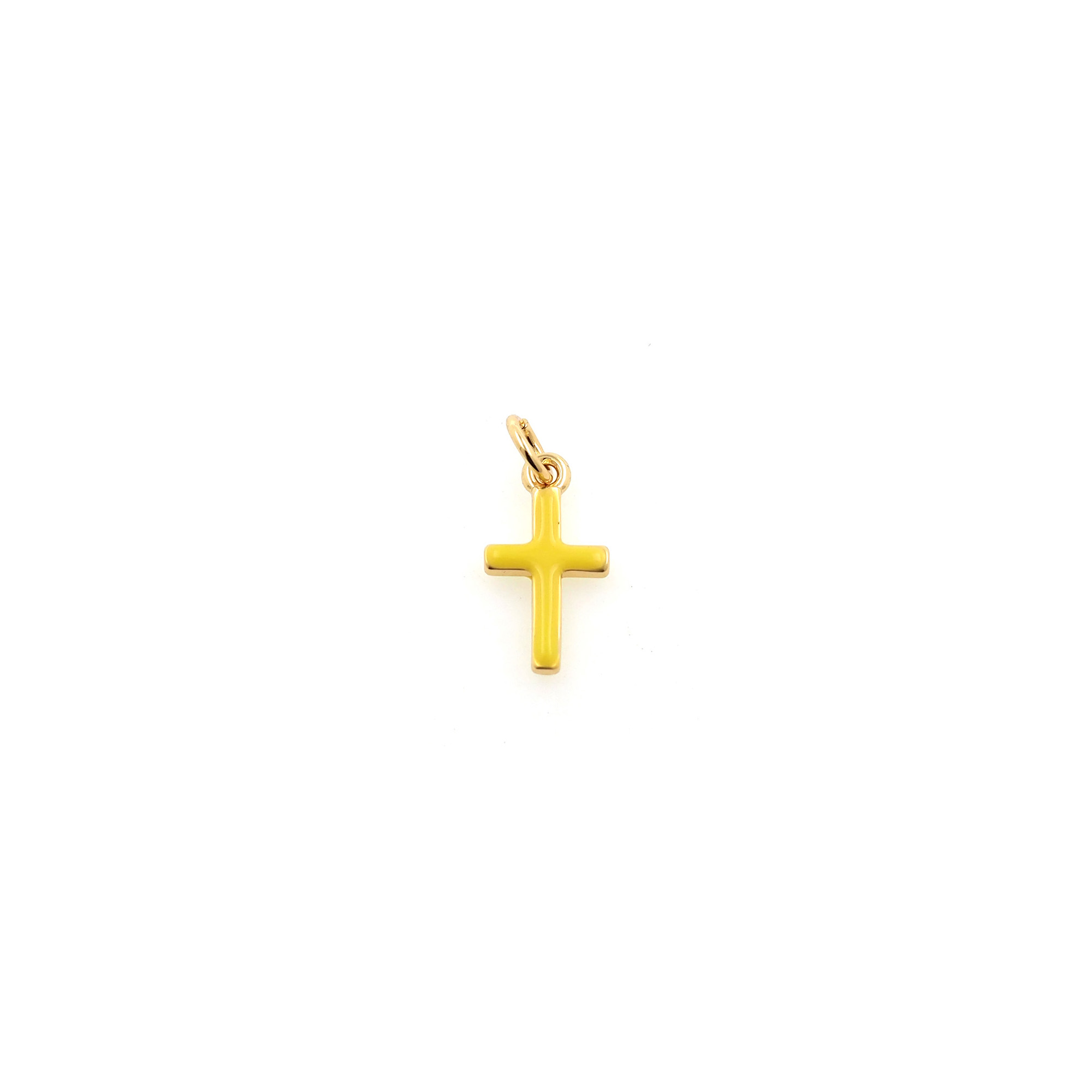 18K Gold Filled Cross Pendant,Enamel Religious Charm Earrings Necklace for DIY Jewelry Making Supply