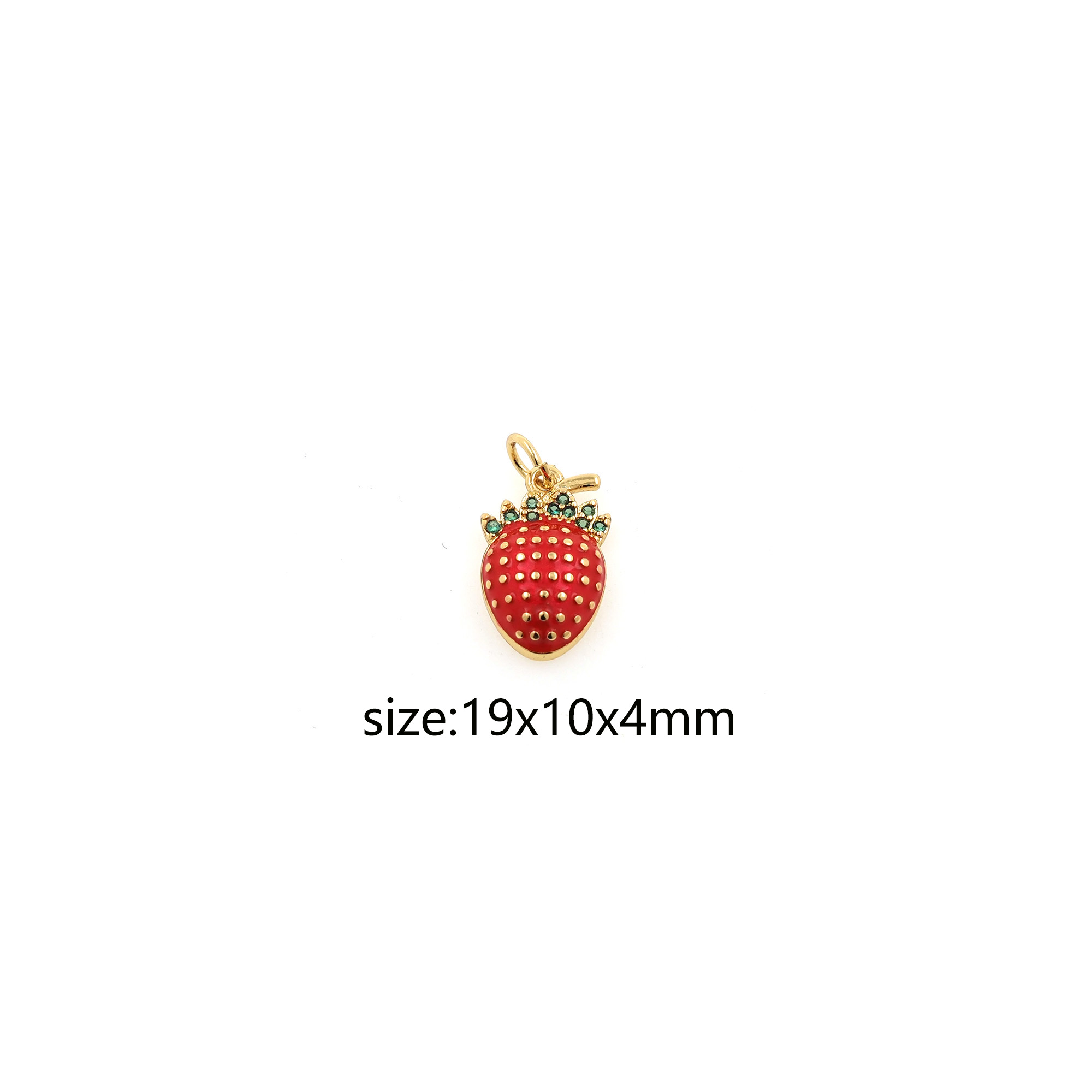 18K Gold Filled Strawberry Pendant,Enamel Fruit Strawberry Charm Earrings Necklace for DIY Jewelry Making Supply