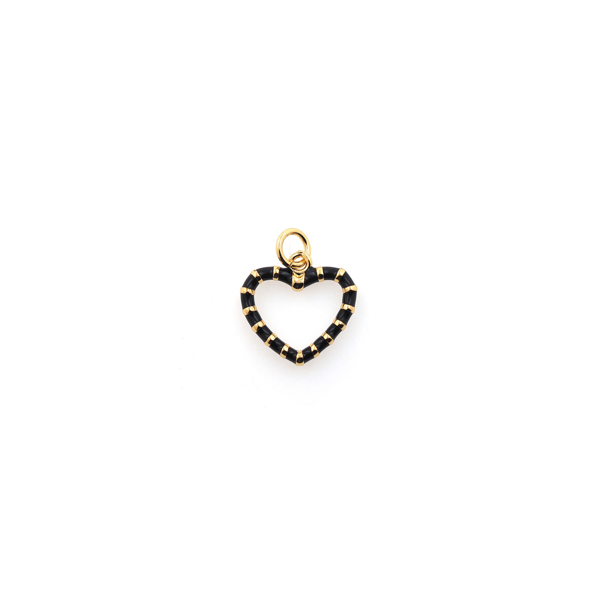 18K Gold Filled Heart Pendant,Enamel Heart Charm Earrings Necklace for DIY Jewelry Making Supply
