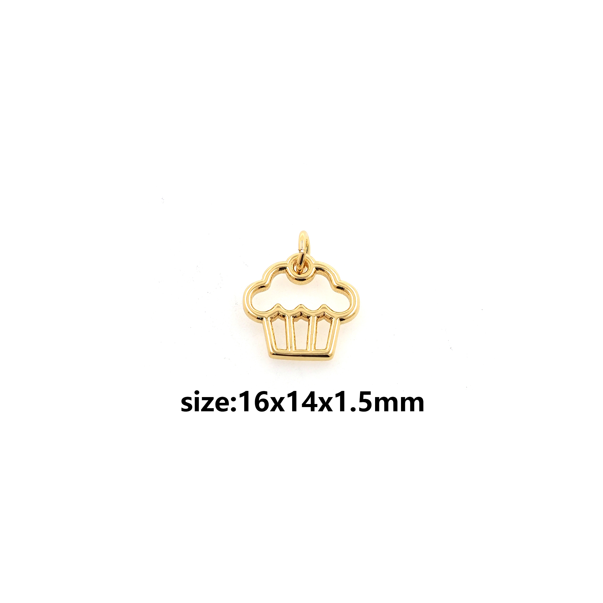 18K Gold Filled Cake Pendant,Dainty Dessert Charm Earrings Necklace for DIY Jewelry Making Supply