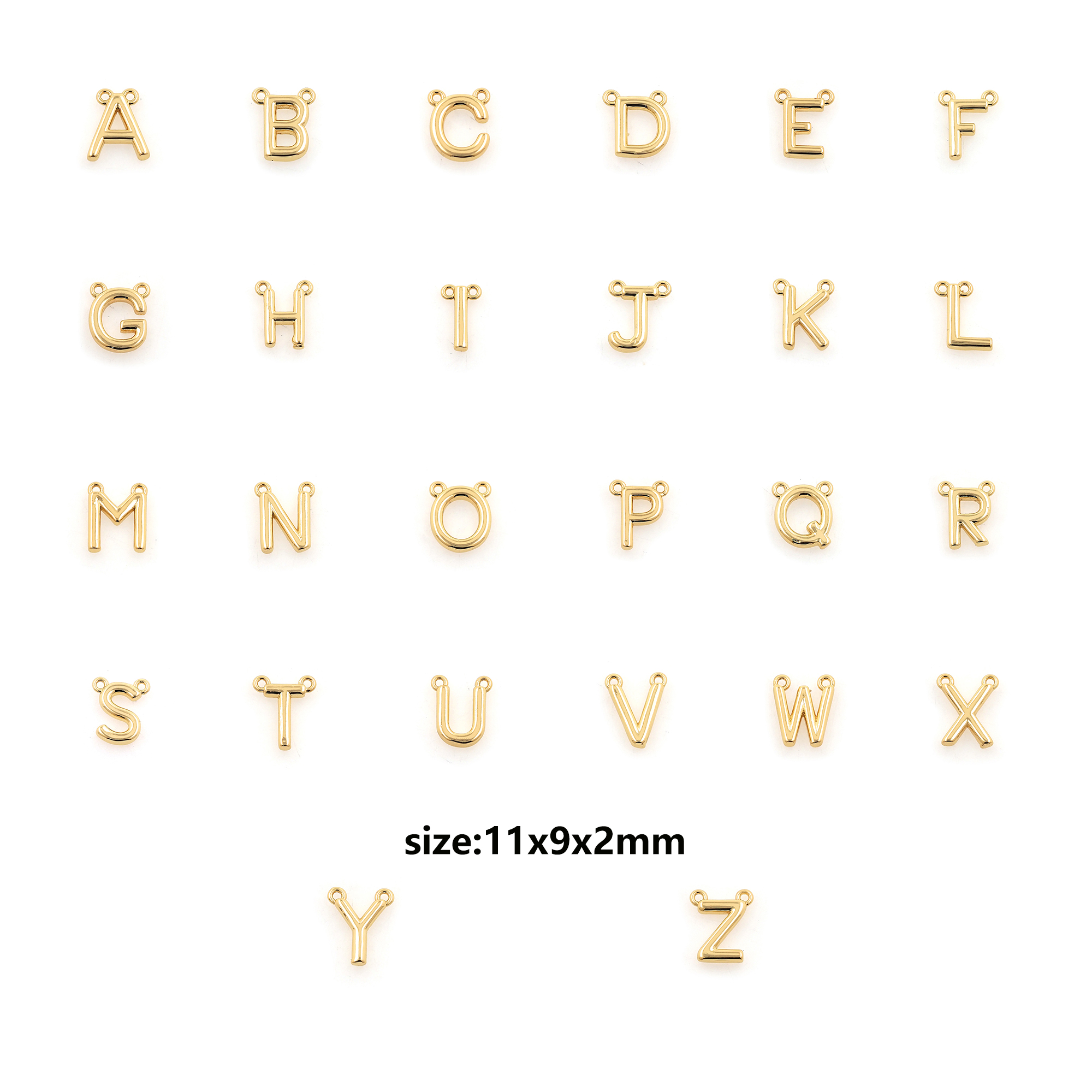 18K Gold Filled Initial Pendant,Letter Charm Earrings Necklace for DIY Jewelry Making Supply