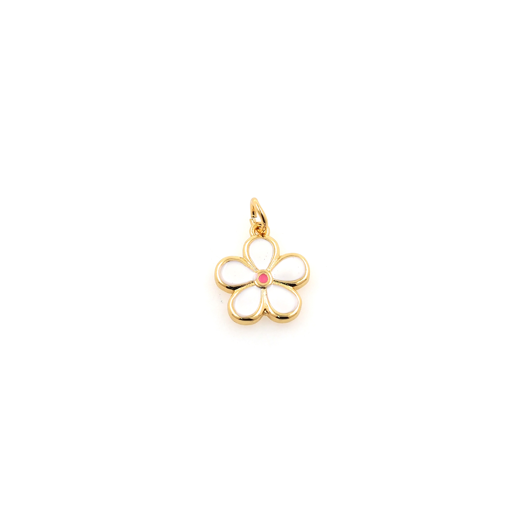 18K Gold Filled Flower Pendant,Enamel Flower Charm Earrings Necklace for DIY Jewelry Making Supply