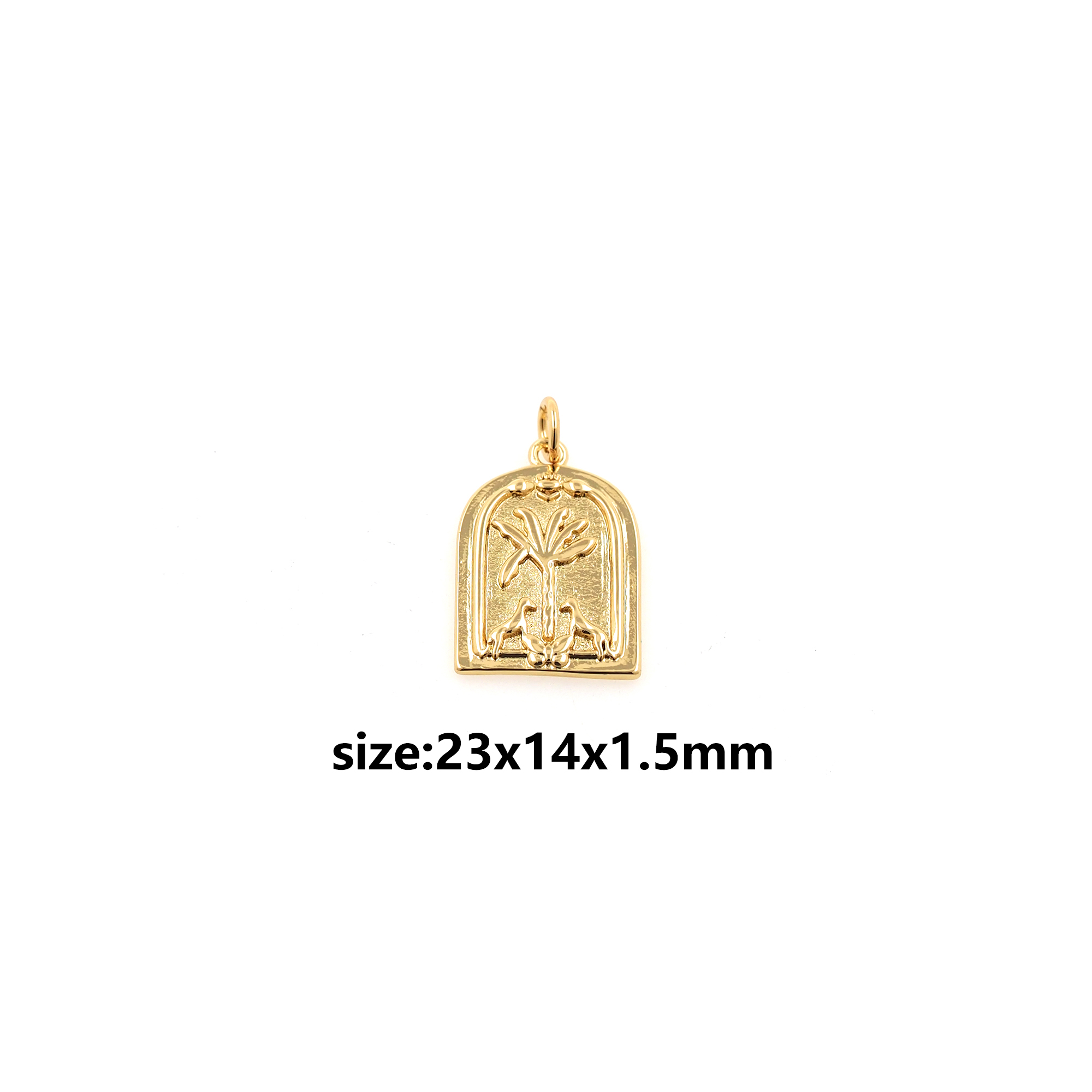 18K Gold Filled Coconut Tree Pendant,Tree Charm Earrings Necklace for DIY Jewelry Making Supply